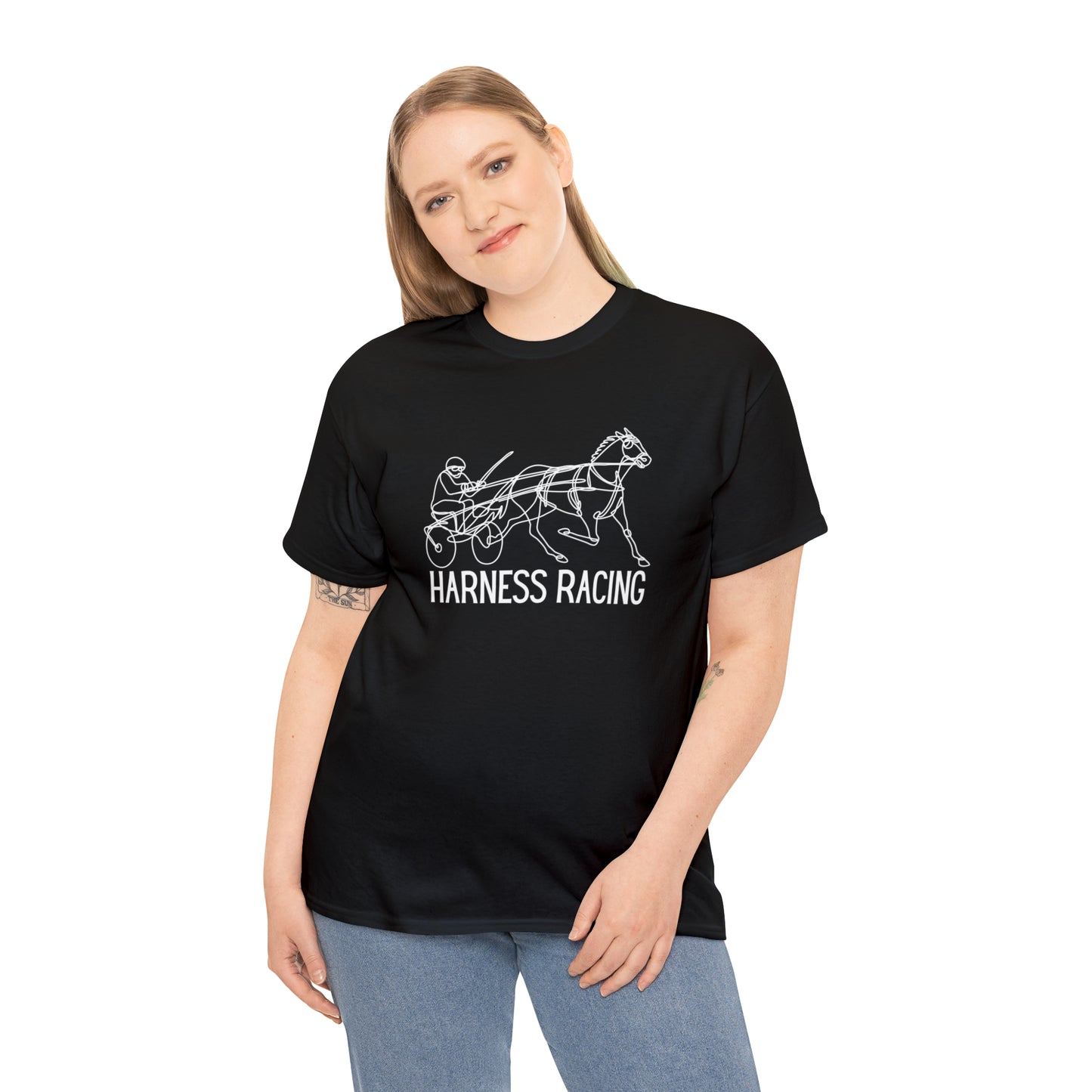 Harness Racing. Standardbred Horse. Sulky Horse. Unisex Heavy Cotton Tee