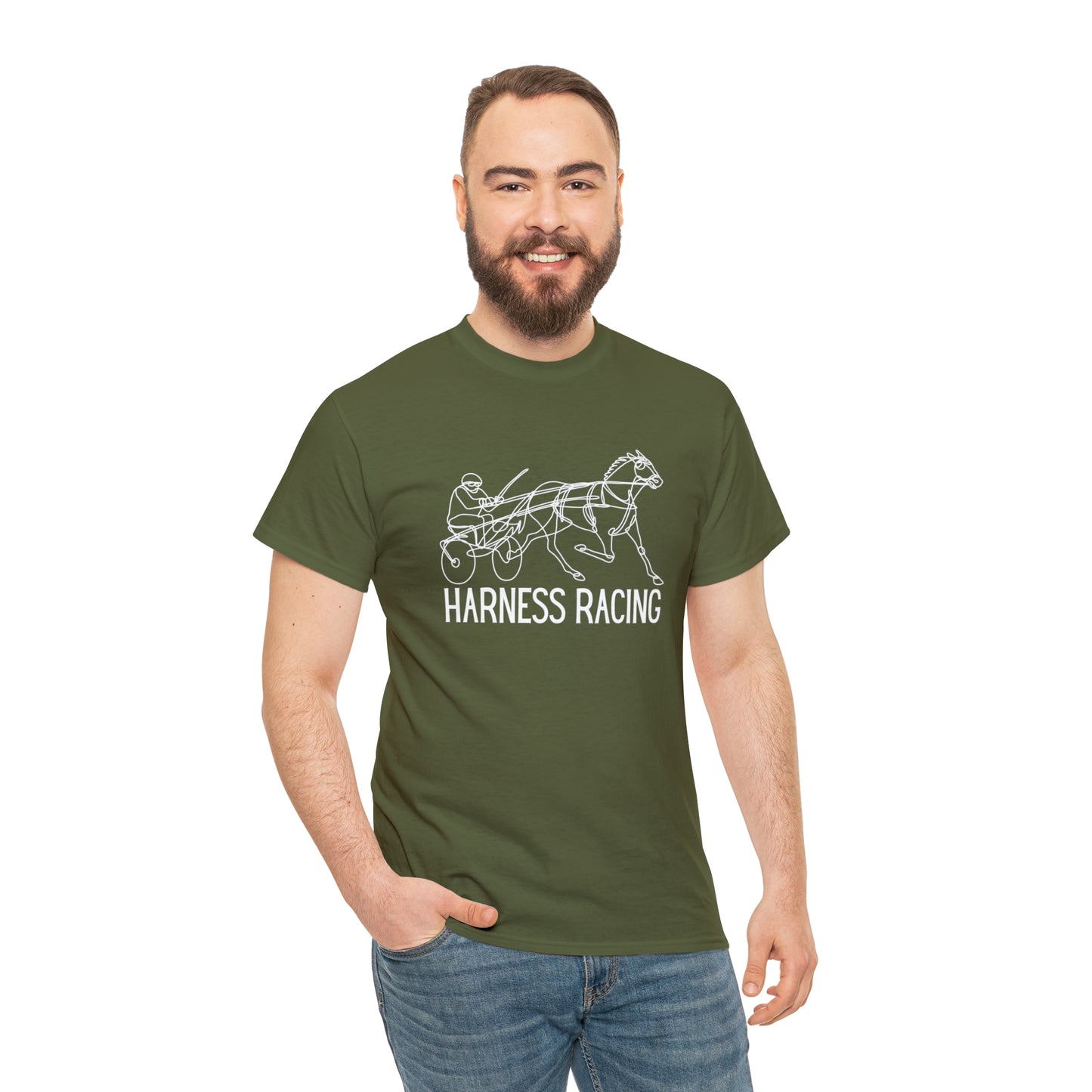 Harness Racing. Standardbred Horse. Sulky Horse. Unisex Heavy Cotton Tee