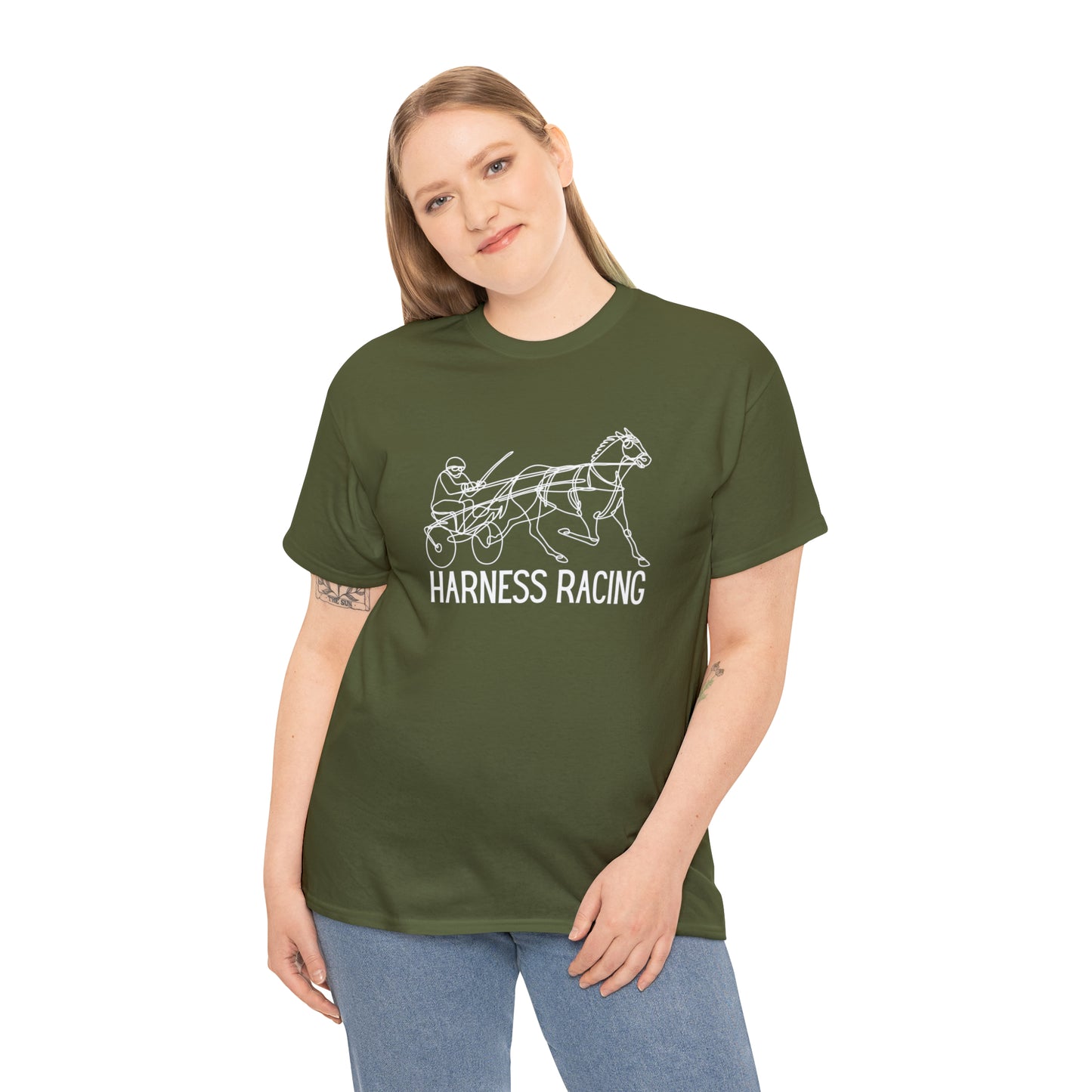 Harness Racing. Standardbred Horse. Sulky Horse. Unisex Heavy Cotton Tee