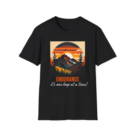 Endurance Its One Loop At A Time. Unisex Softstyle T-Shirt. Endurance Rider