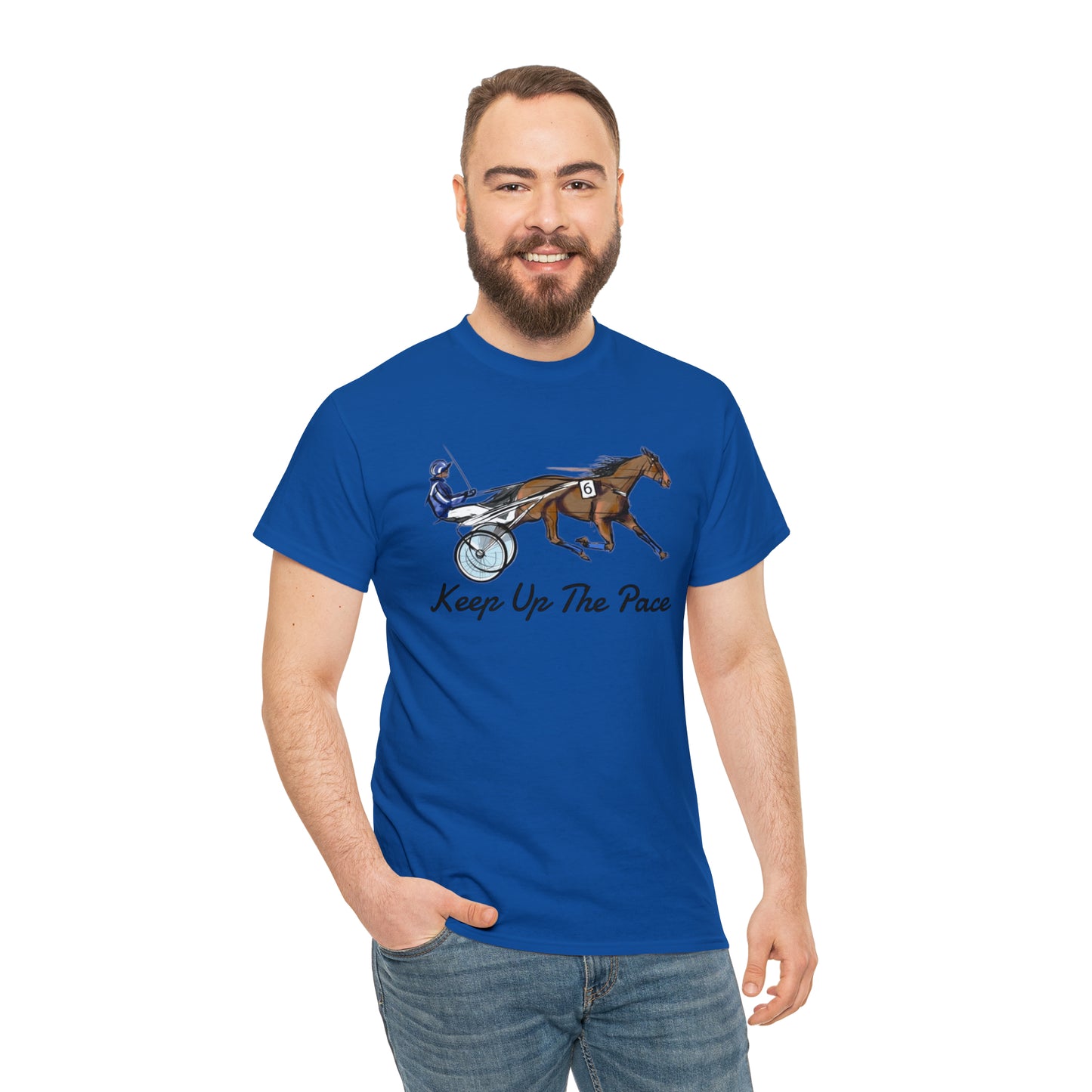 Keep Up The Pace. Standardbred. Harness Horse. Sulky Horse Unisex Heavy Cotton Tee