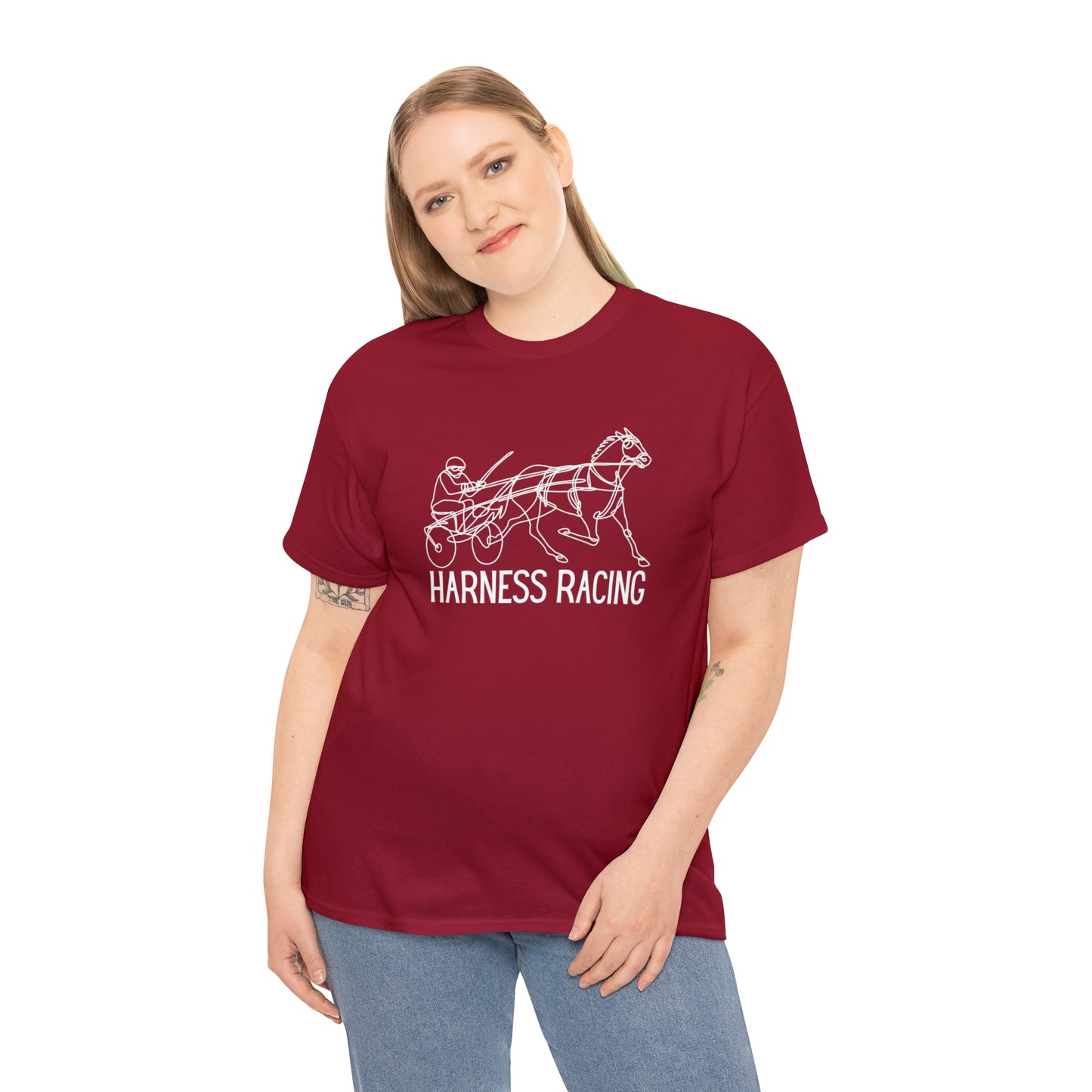 Harness Racing. Standardbred Horse. Sulky Horse. Unisex Heavy Cotton Tee
