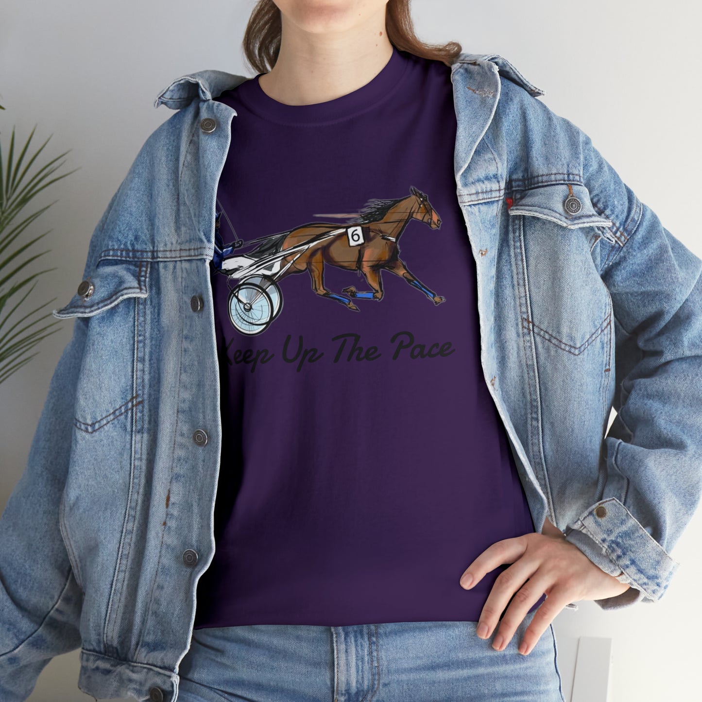 Keep Up The Pace. Standardbred. Harness Horse. Sulky Horse Unisex Heavy Cotton Tee