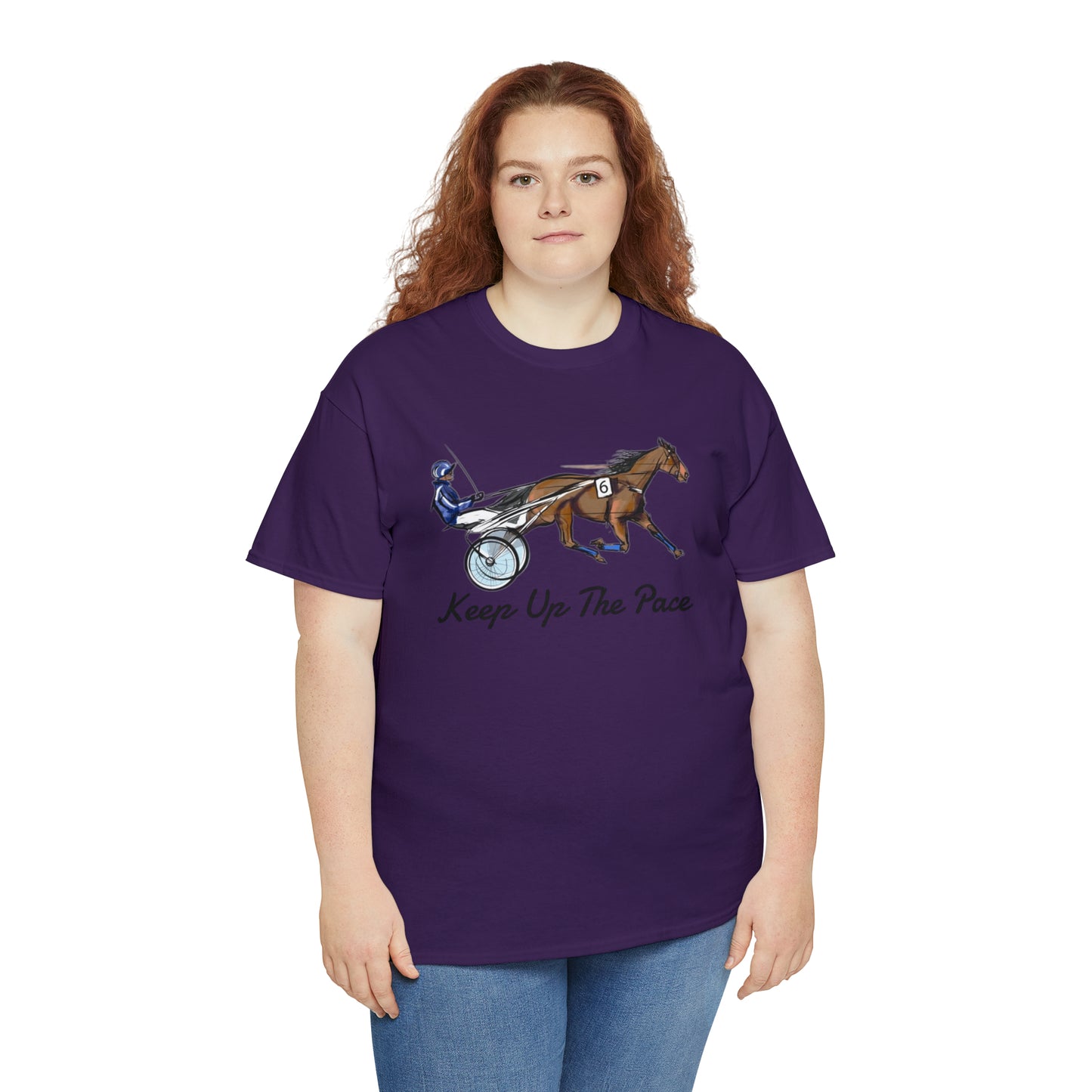 Keep Up The Pace. Standardbred. Harness Horse. Sulky Horse Unisex Heavy Cotton Tee