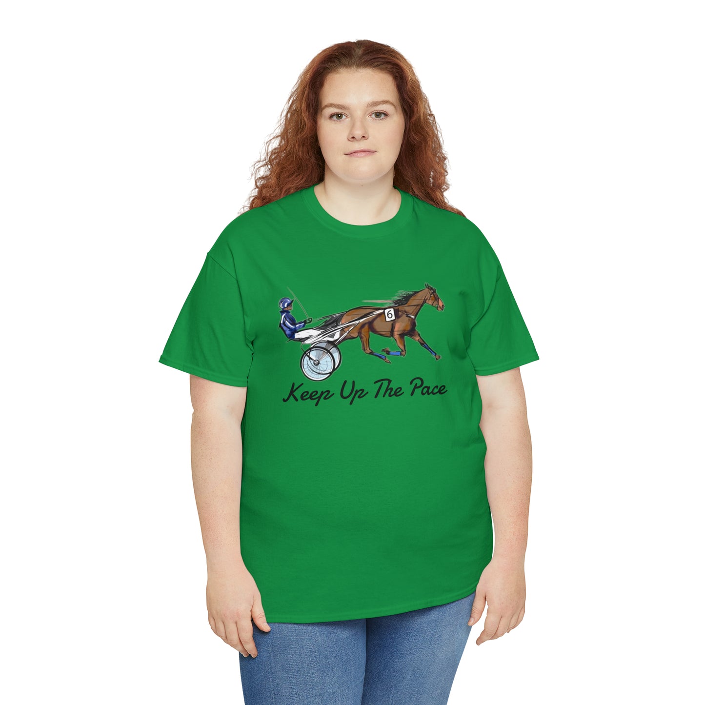 Keep Up The Pace. Standardbred. Harness Horse. Sulky Horse Unisex Heavy Cotton Tee