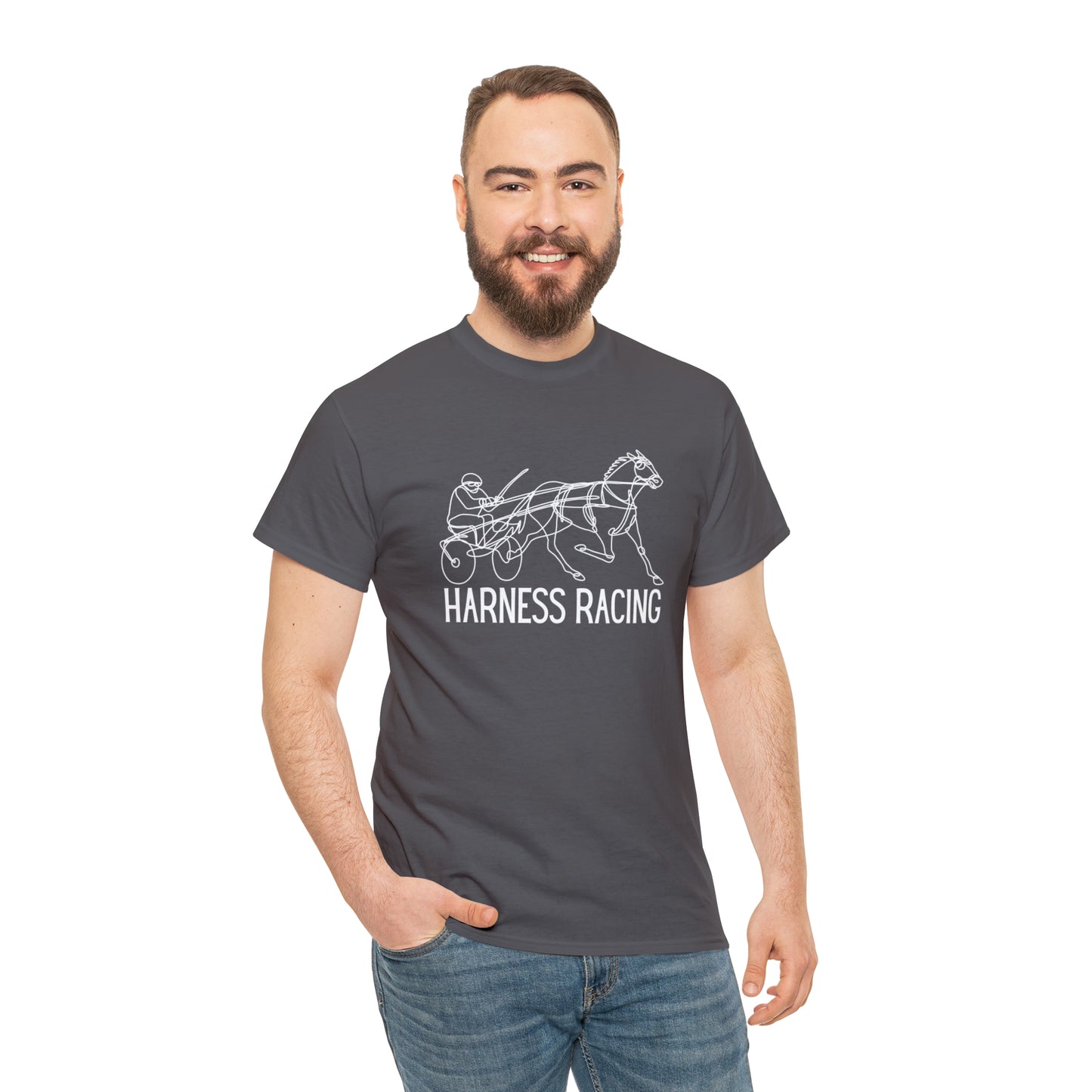 Harness Racing. Standardbred Horse. Sulky Horse. Unisex Heavy Cotton Tee