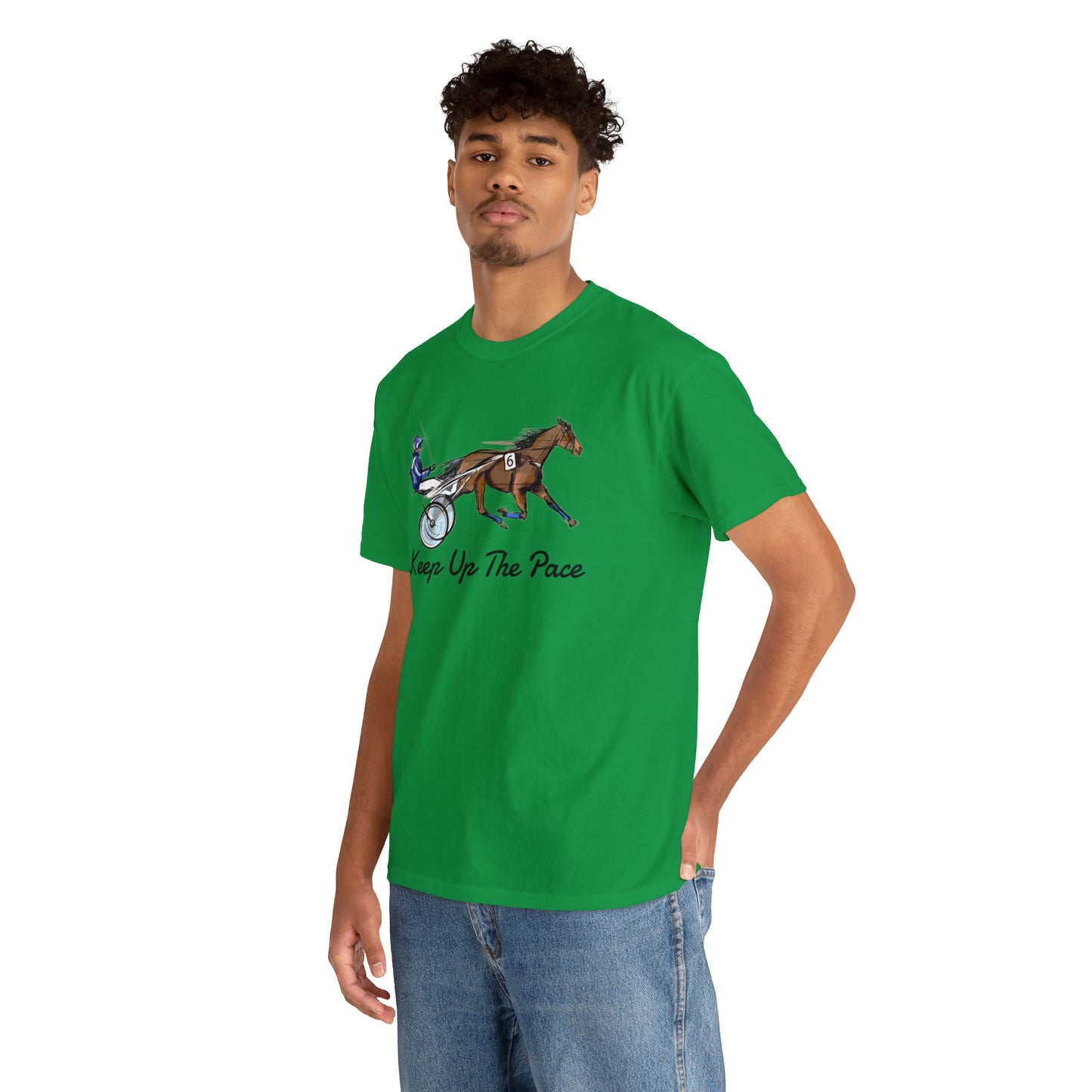 Keep Up The Pace. Standardbred. Harness Horse. Sulky Horse Unisex Heavy Cotton Tee