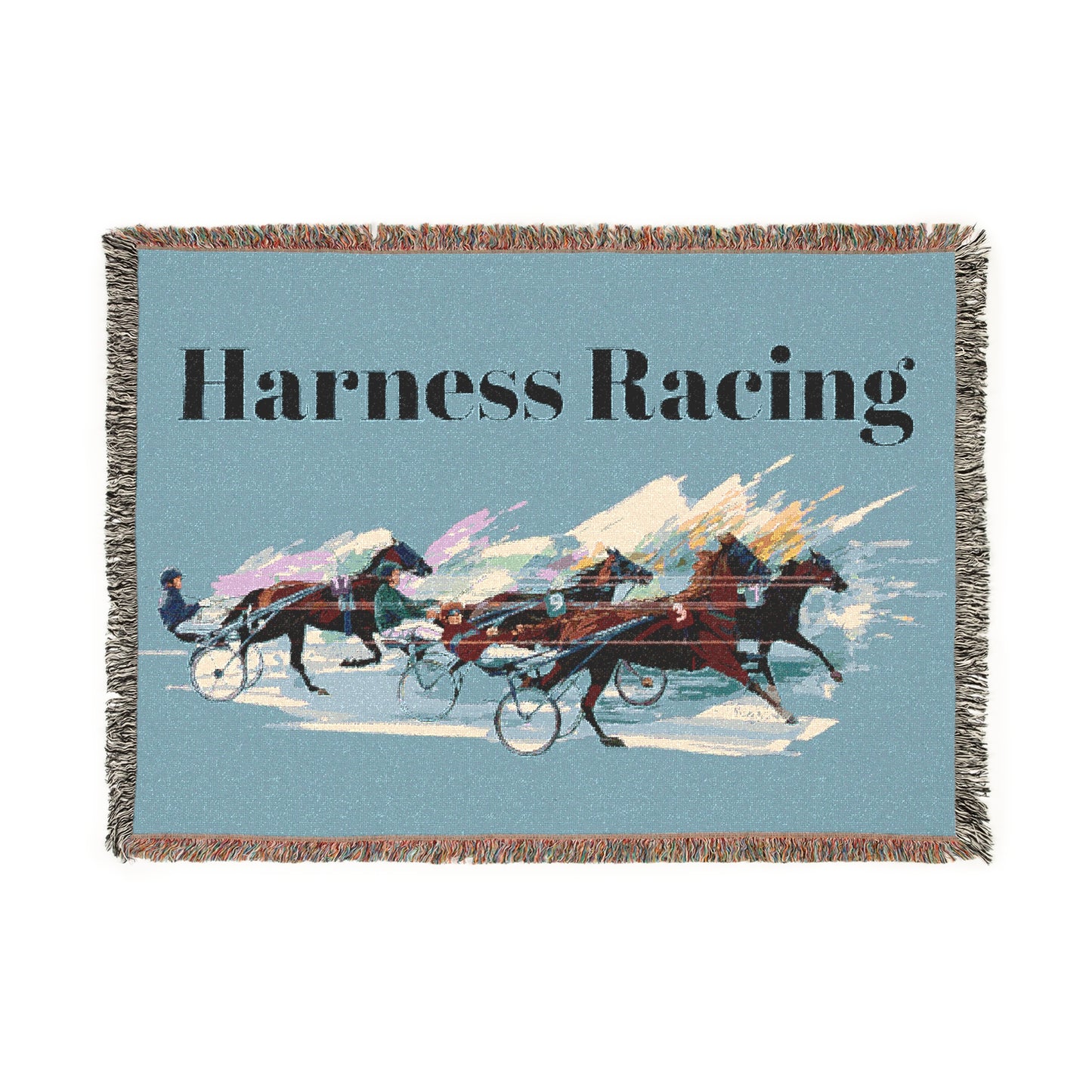 Harness Racing Throw Blanket, Standardbred Horse Sulky Horse Racing Gift, Horse Lover Home Decor, Horse Racing