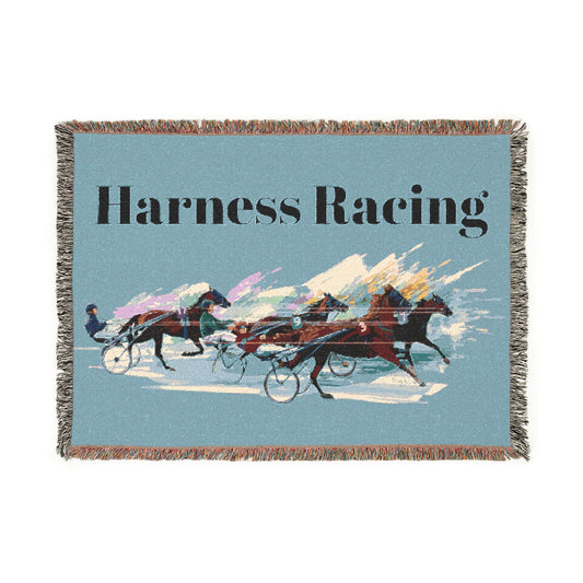 Harness Racing Throw Blanket, Standardbred Horse Sulky Horse Racing Gift, Horse Lover Home Decor, Horse Racing