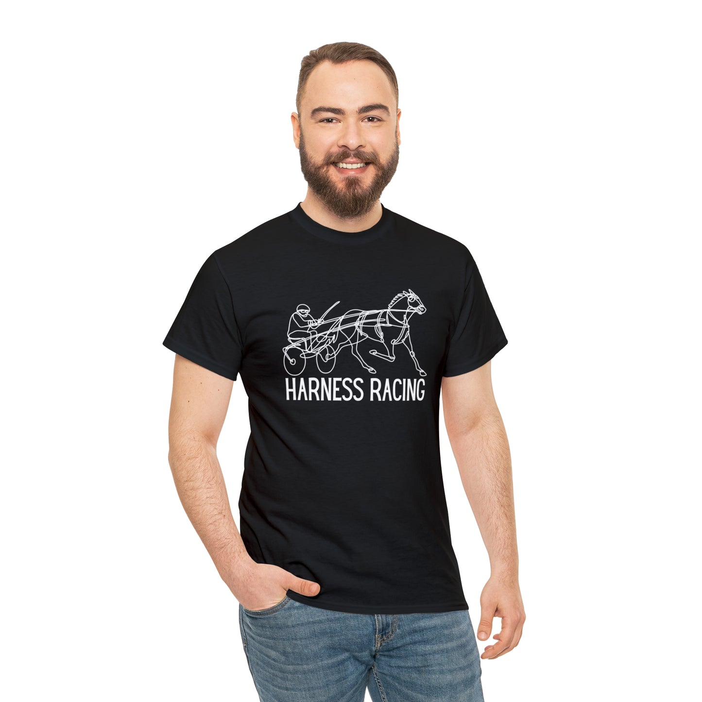Harness Racing. Standardbred Horse. Sulky Horse. Unisex Heavy Cotton Tee