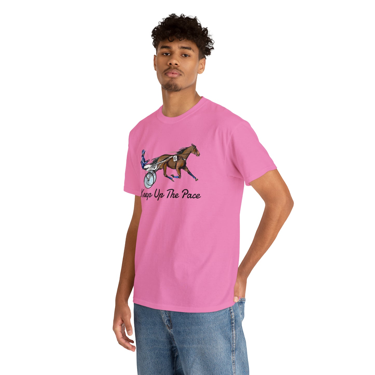 Keep Up The Pace. Standardbred. Harness Horse. Sulky Horse Unisex Heavy Cotton Tee