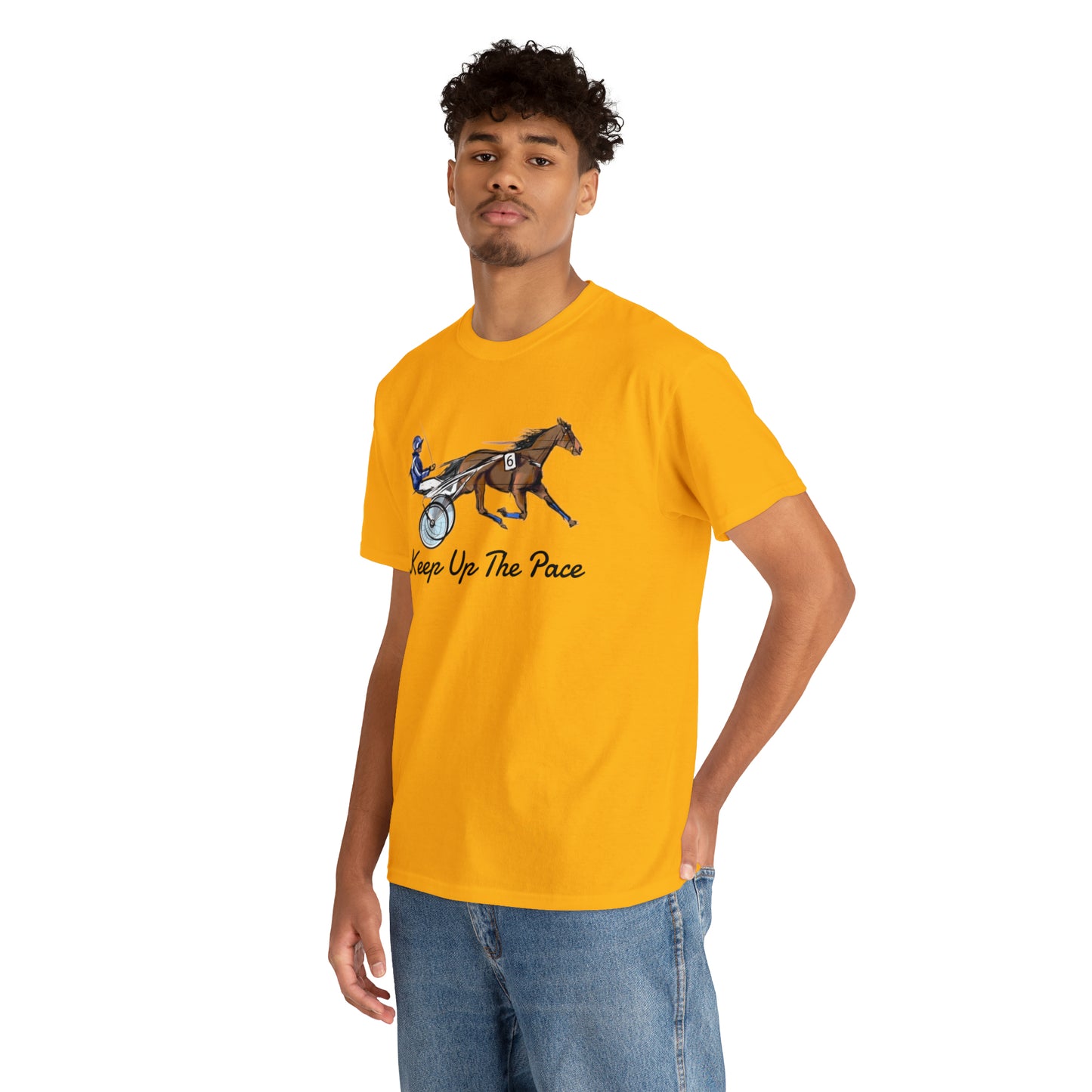 Keep Up The Pace. Standardbred. Harness Horse. Sulky Horse Unisex Heavy Cotton Tee