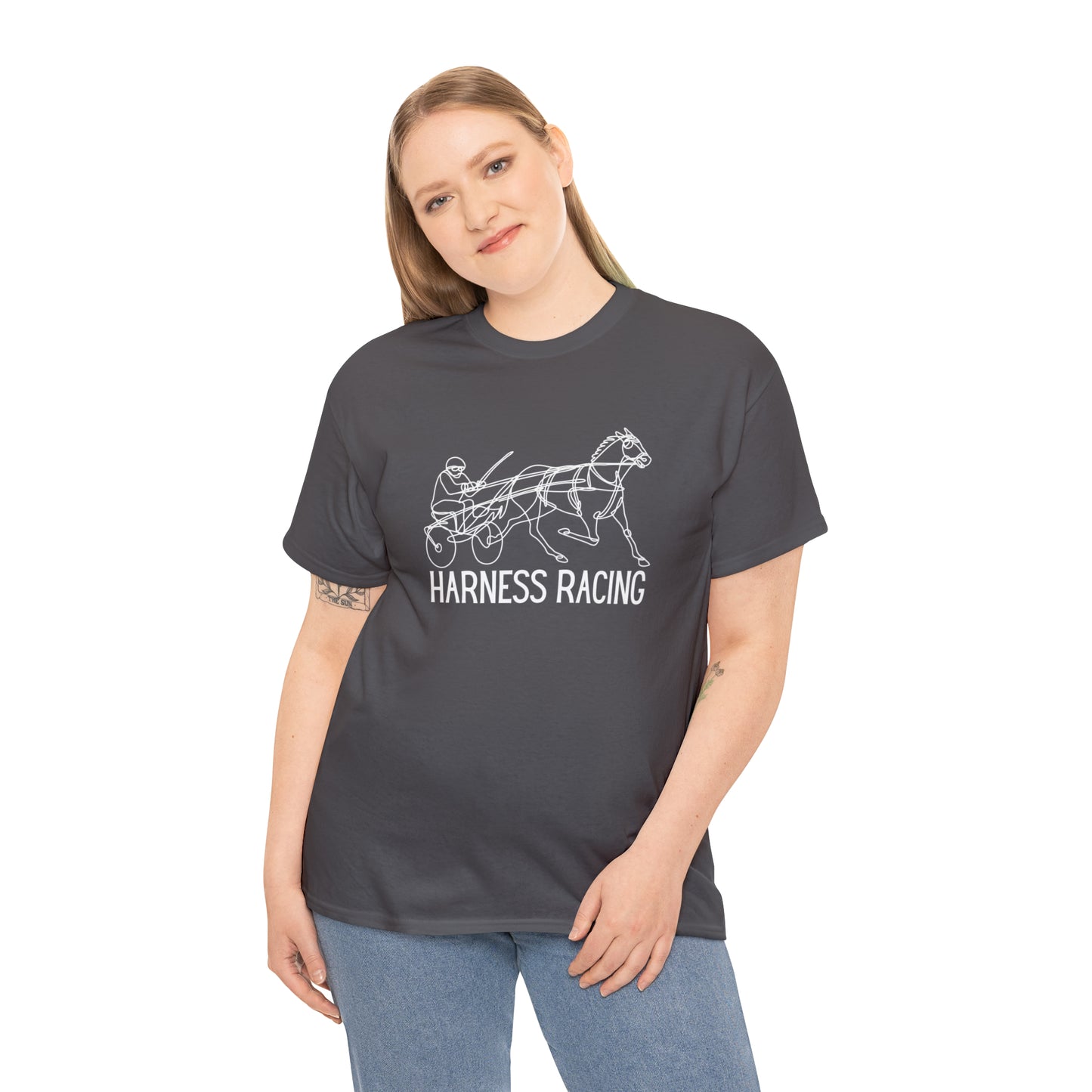 Harness Racing. Standardbred Horse. Sulky Horse. Unisex Heavy Cotton Tee