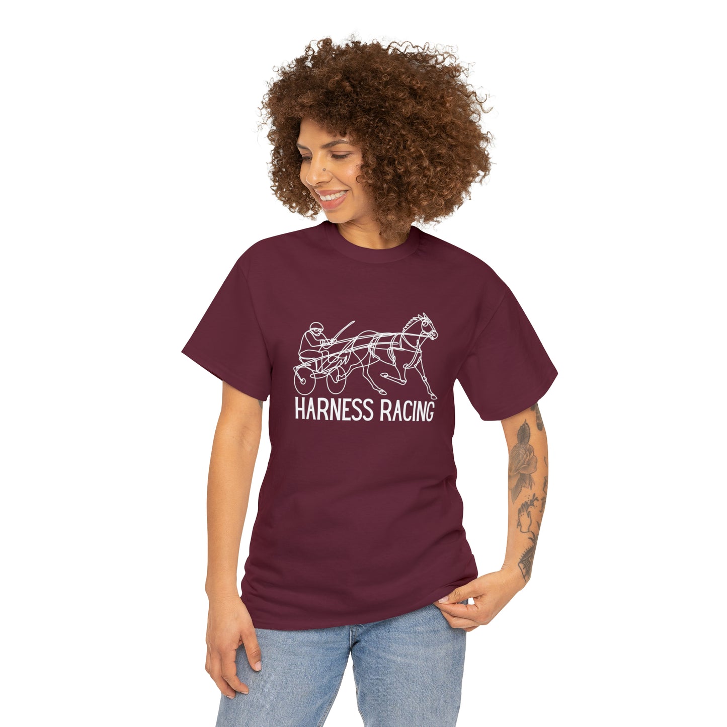 Harness Racing. Standardbred Horse. Sulky Horse. Unisex Heavy Cotton Tee