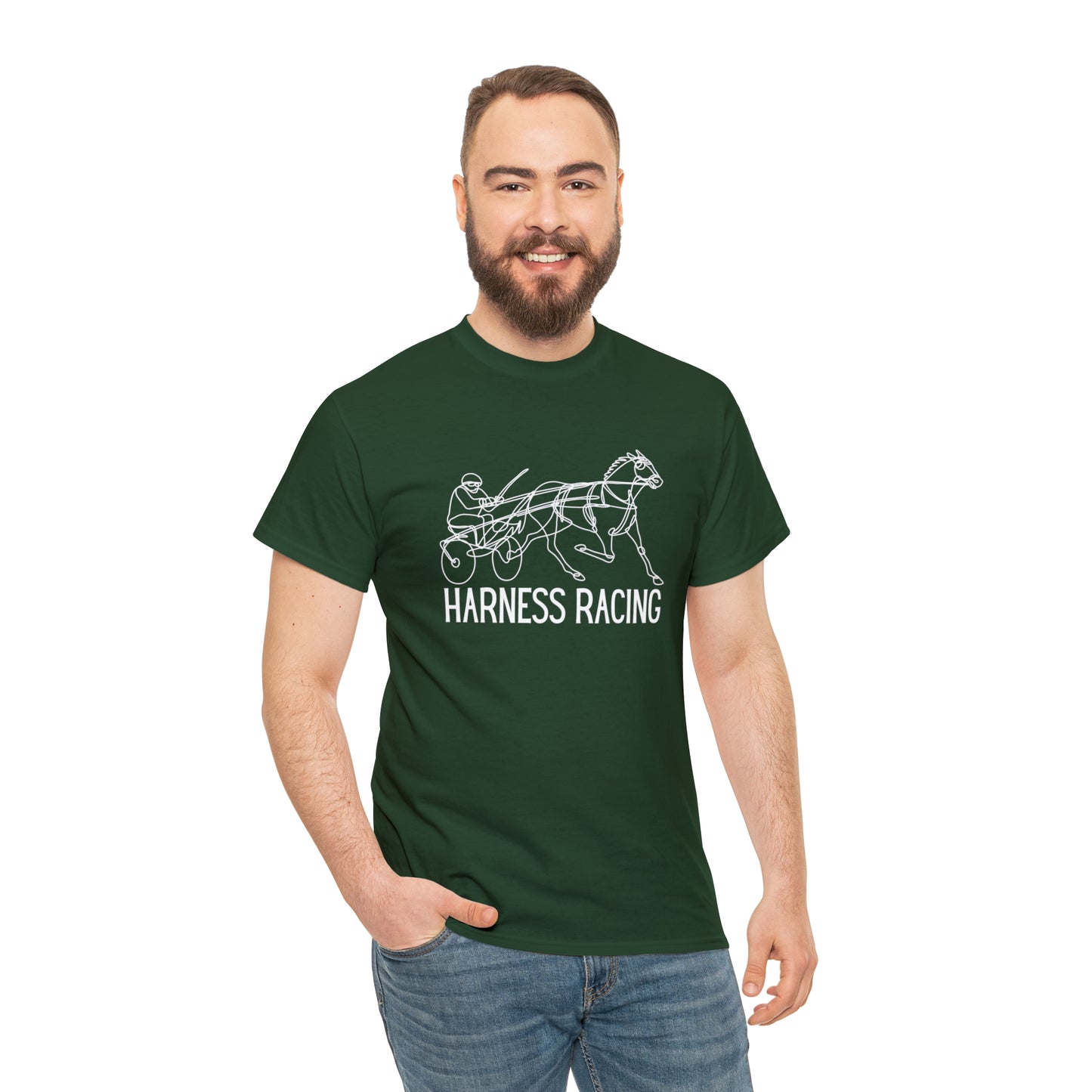 Harness Racing. Standardbred Horse. Sulky Horse. Unisex Heavy Cotton Tee