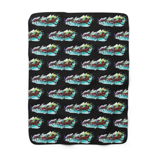 Watercolor Harness Racing. Standardbred. Sulky Racing. Sherpa Fleece Blanket