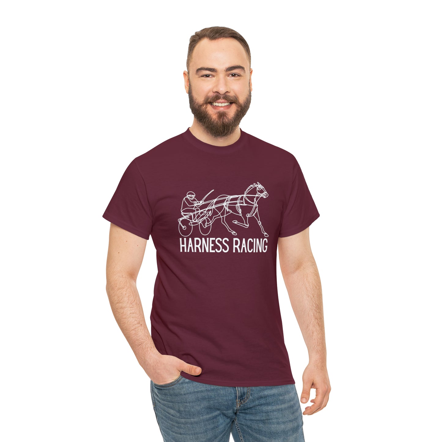 Harness Racing. Standardbred Horse. Sulky Horse. Unisex Heavy Cotton Tee