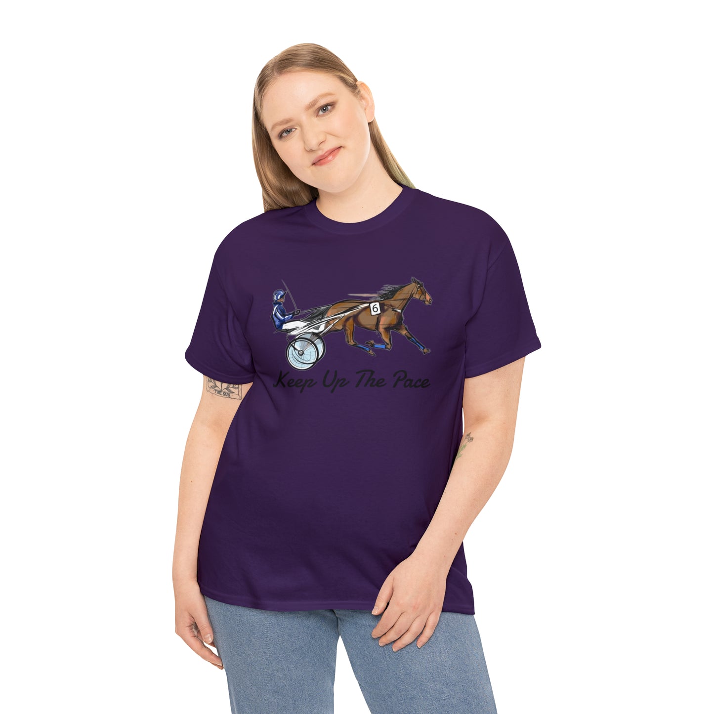 Keep Up The Pace. Standardbred. Harness Horse. Sulky Horse Unisex Heavy Cotton Tee