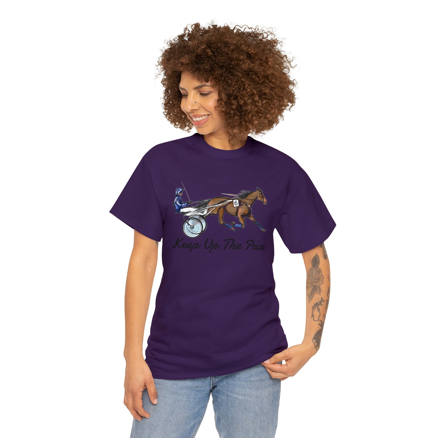 Keep Up The Pace. Standardbred. Harness Horse. Sulky Horse Unisex Heavy Cotton Tee