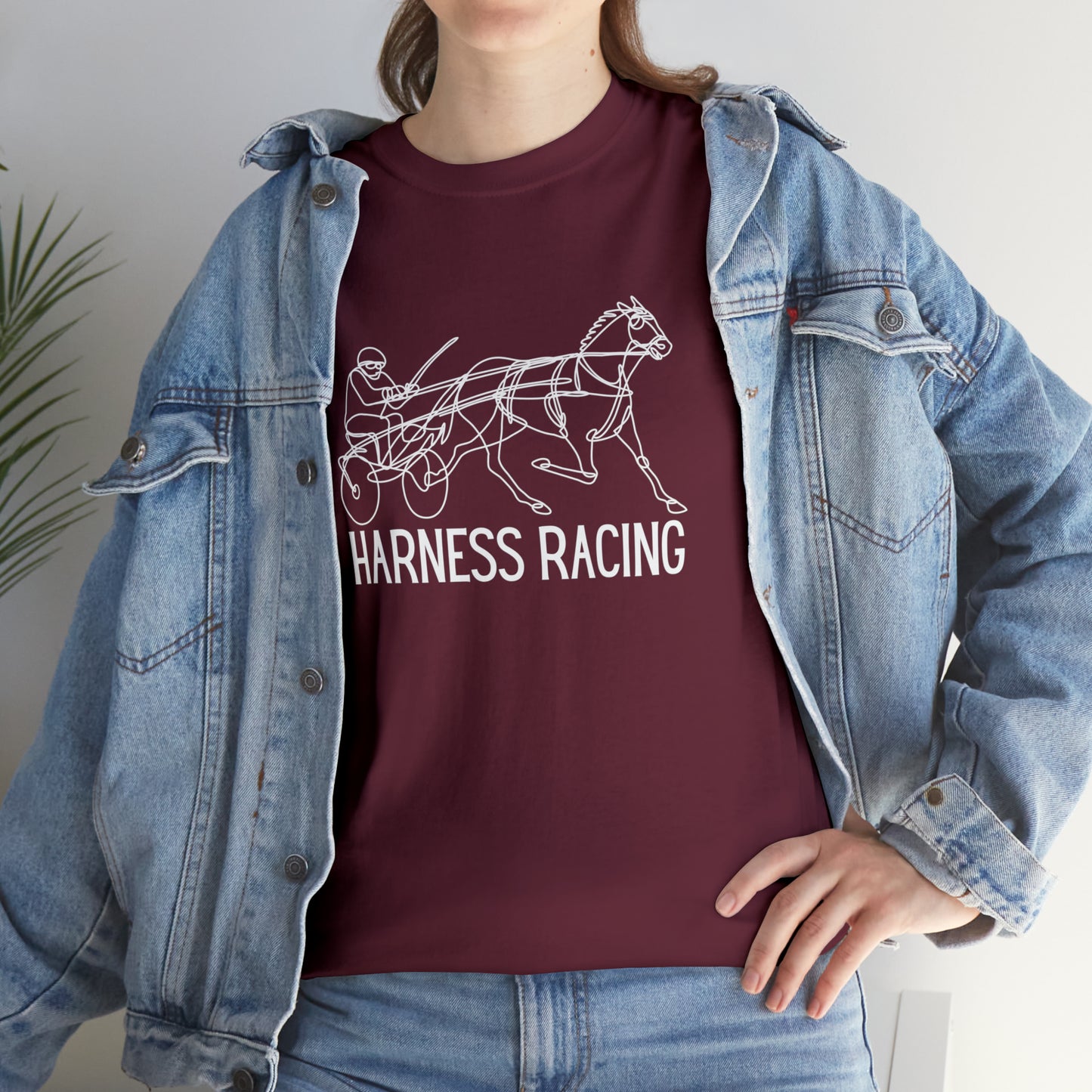 Harness Racing. Standardbred Horse. Sulky Horse. Unisex Heavy Cotton Tee