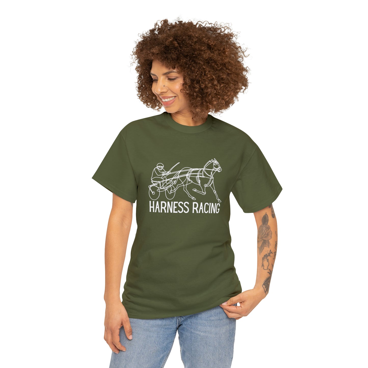 Harness Racing. Standardbred Horse. Sulky Horse. Unisex Heavy Cotton Tee