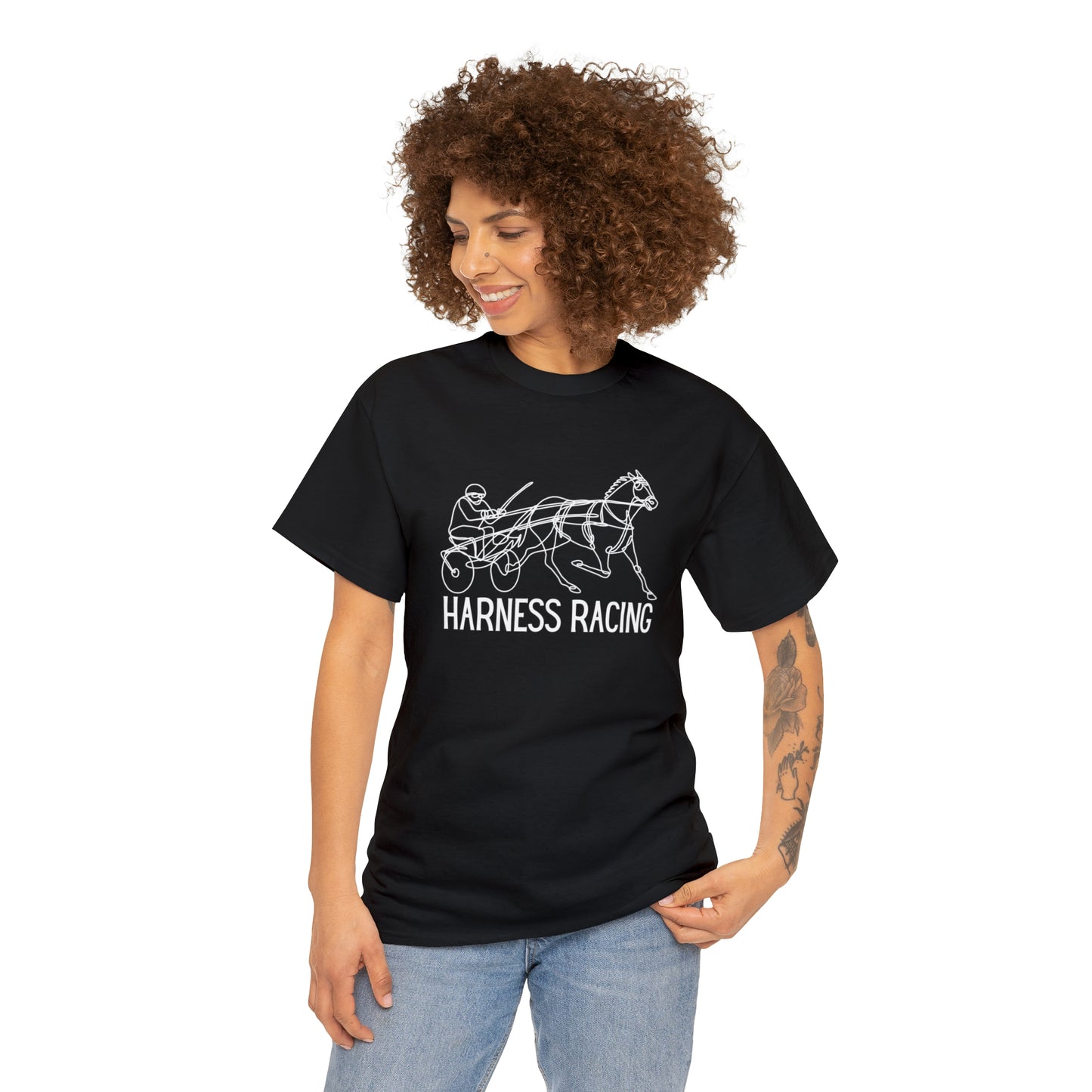 Harness Racing. Standardbred Horse. Sulky Horse. Unisex Heavy Cotton Tee