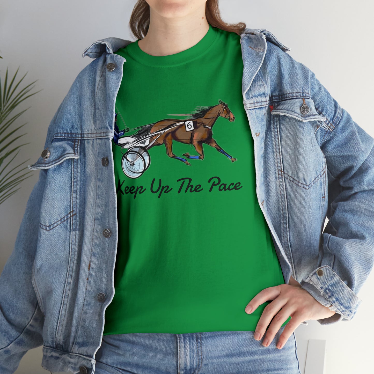 Keep Up The Pace. Standardbred. Harness Horse. Sulky Horse Unisex Heavy Cotton Tee