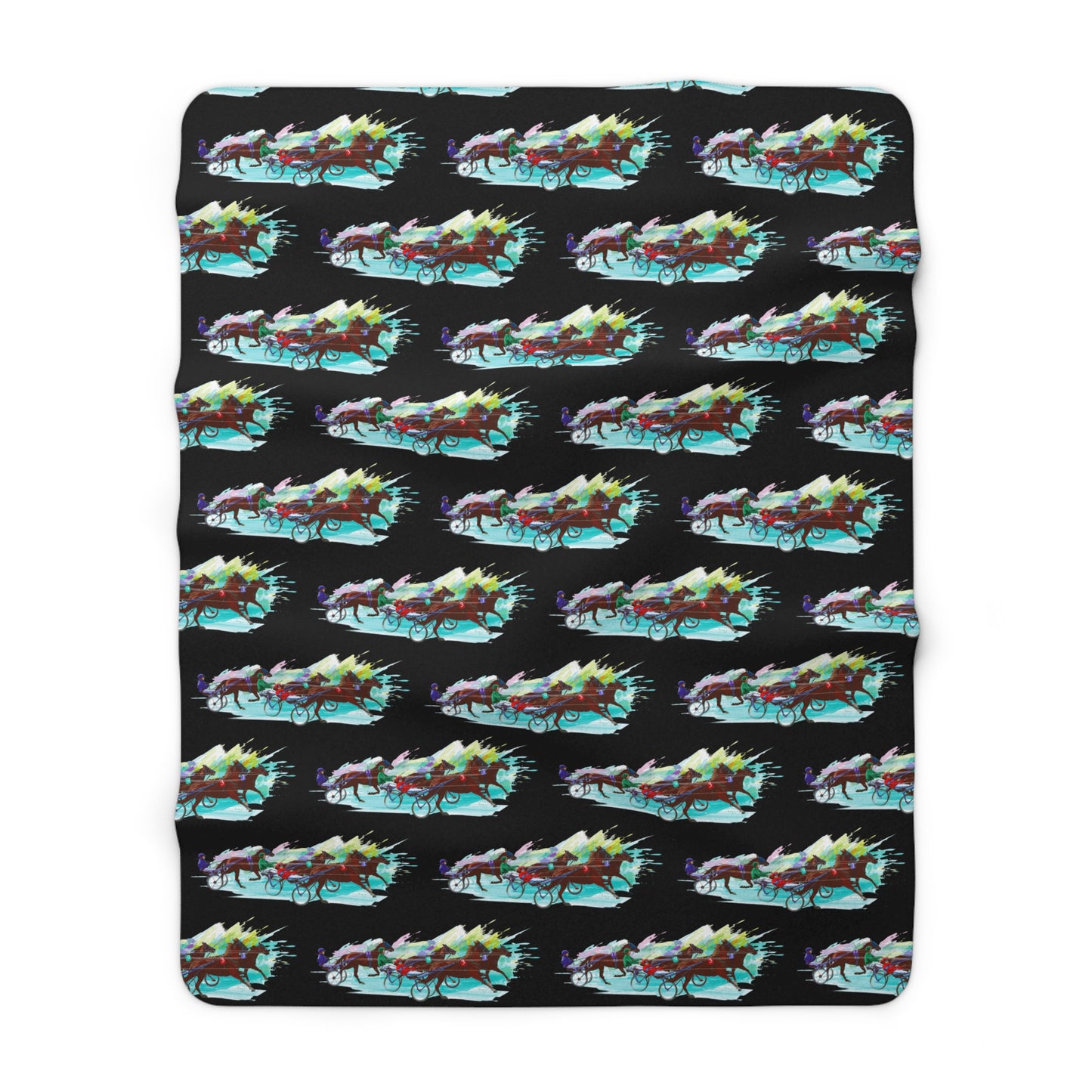 Watercolor Harness Racing. Standardbred. Sulky Racing. Sherpa Fleece Blanket