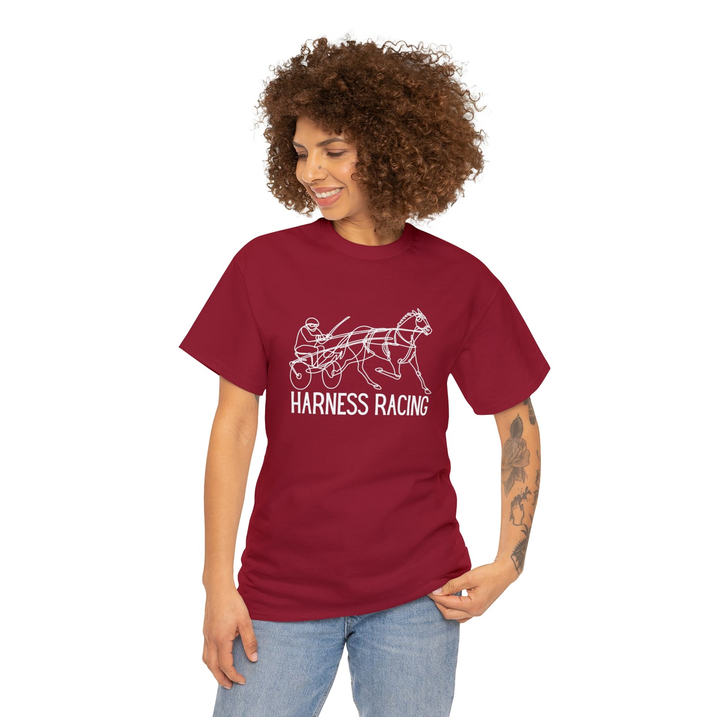 Harness Racing. Standardbred Horse. Sulky Horse. Unisex Heavy Cotton Tee