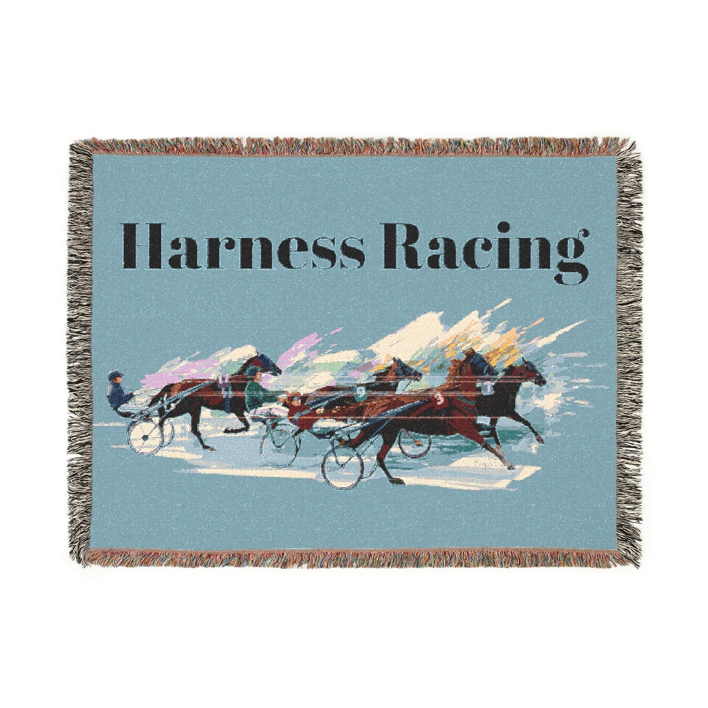 Harness Racing Throw Blanket, Standardbred Horse Sulky Horse Racing Gift, Horse Lover Home Decor, Horse Racing