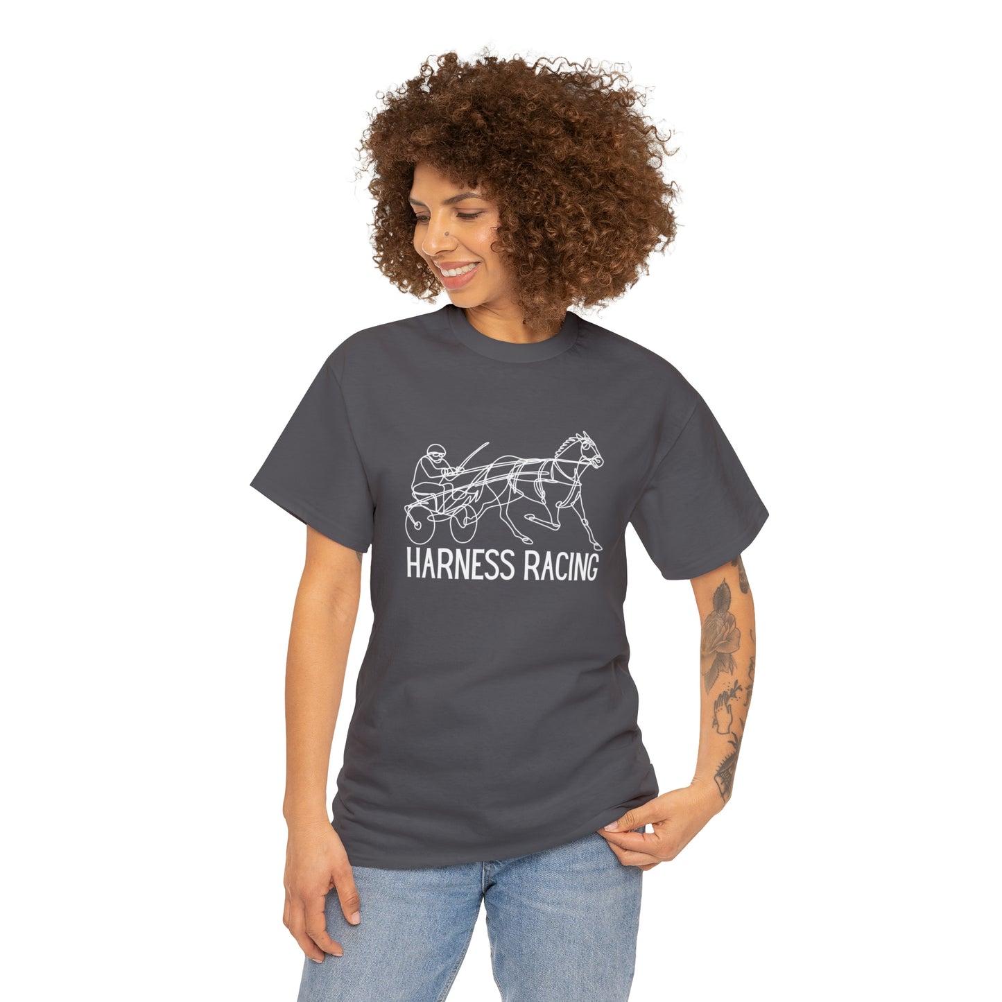 Harness Racing. Standardbred Horse. Sulky Horse. Unisex Heavy Cotton Tee