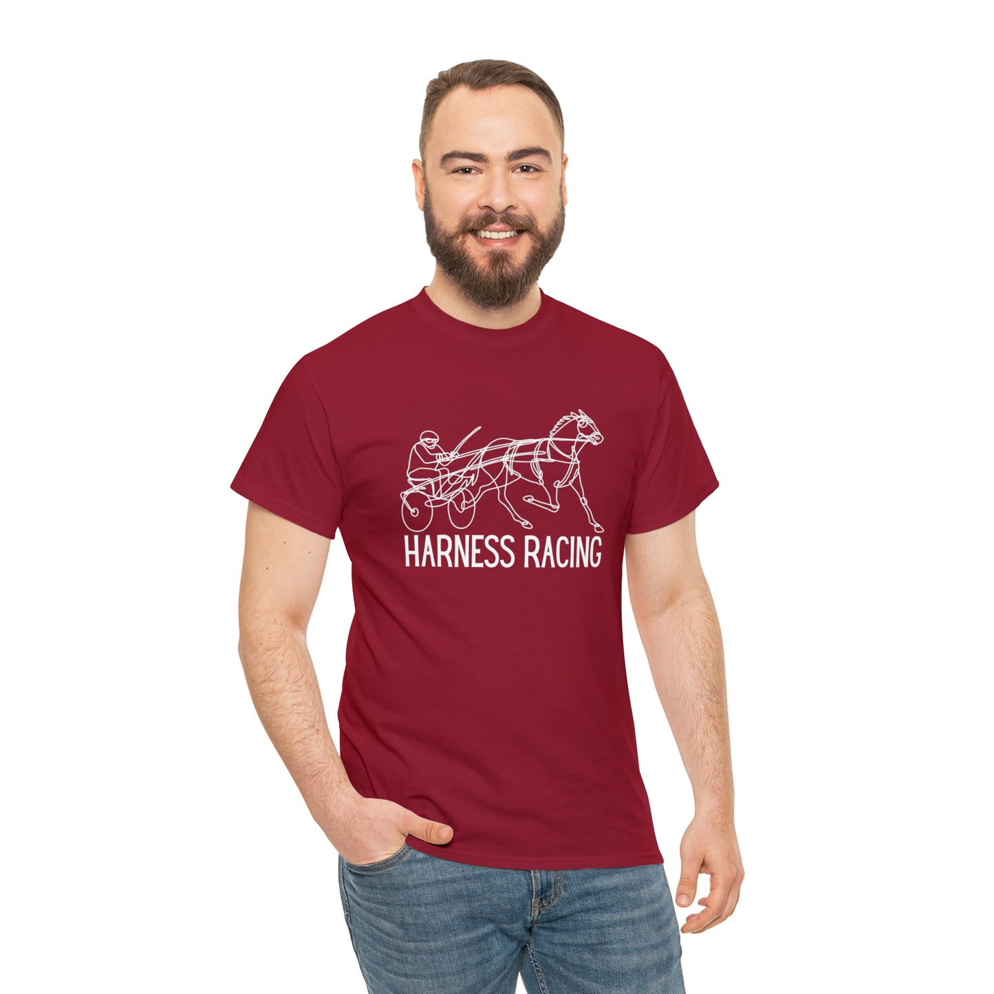 Harness Racing. Standardbred Horse. Sulky Horse. Unisex Heavy Cotton Tee