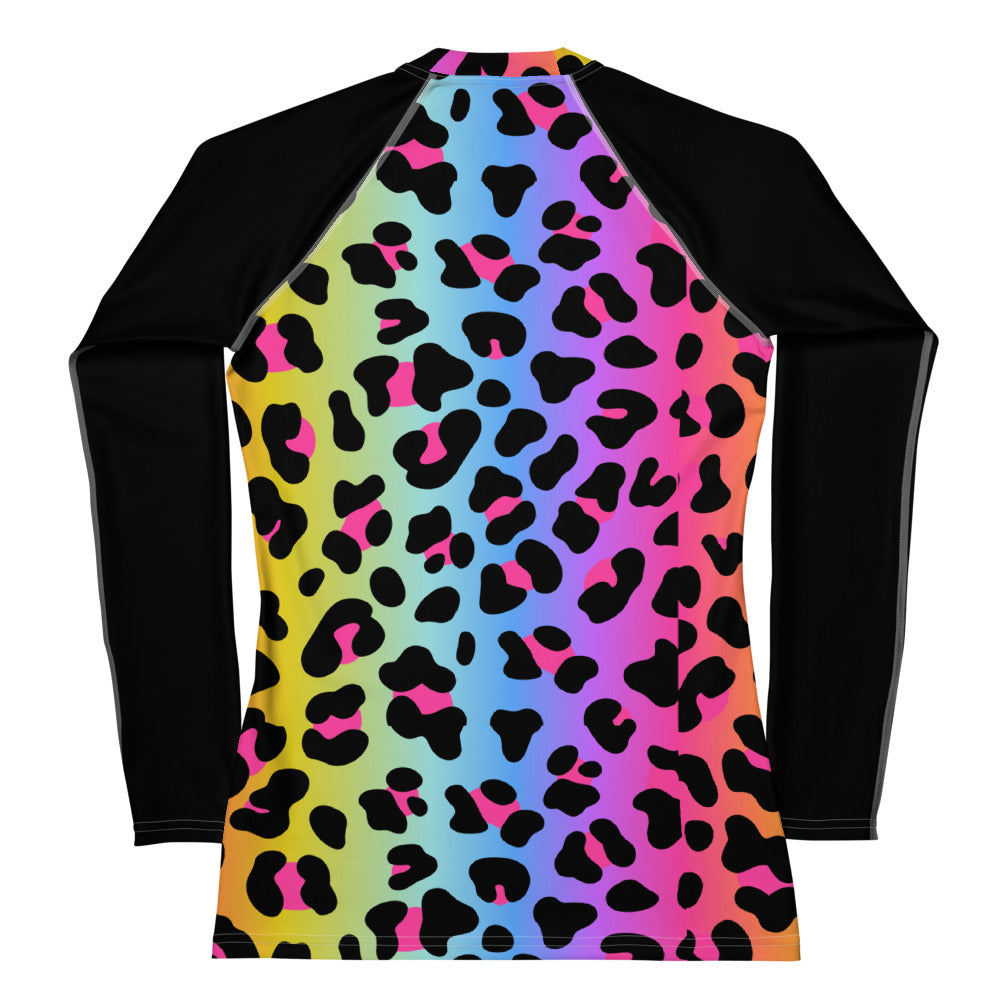 Rainbow Cheetah Women's Horse Riding Sun Shirt