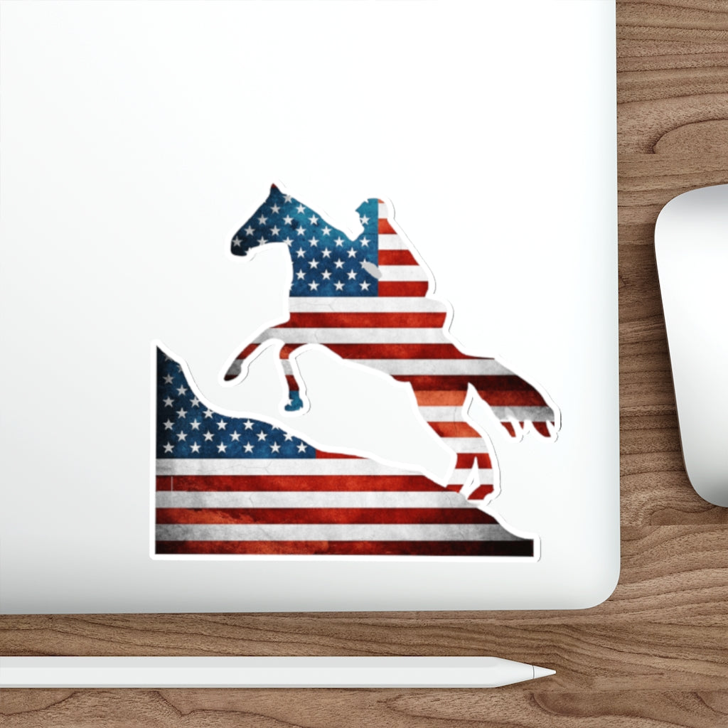 American Flag Endurance Rider Kiss Cut Stickers