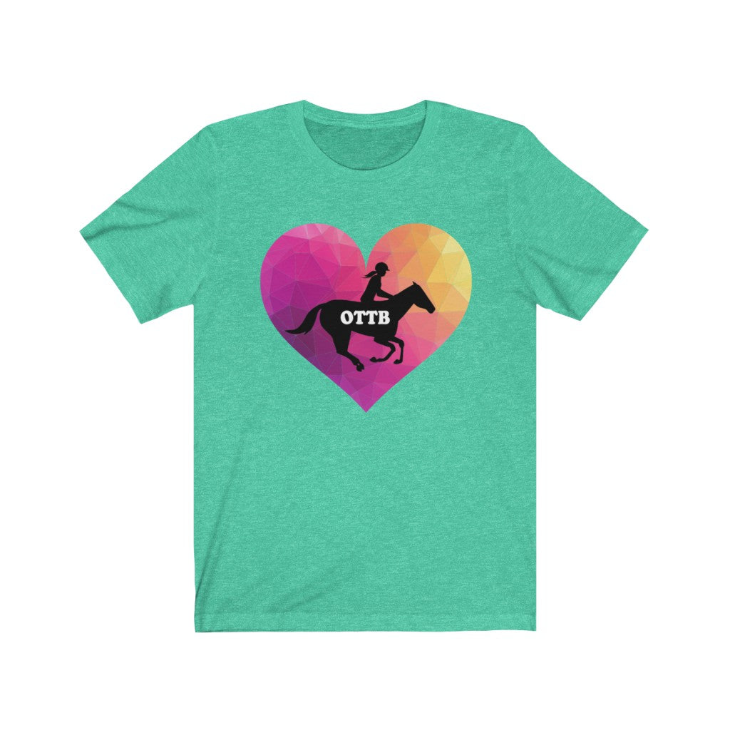 OTTB Heart Thoroughbred Horse T-Shirt. Unisex Jersey Short Sleeve Tee