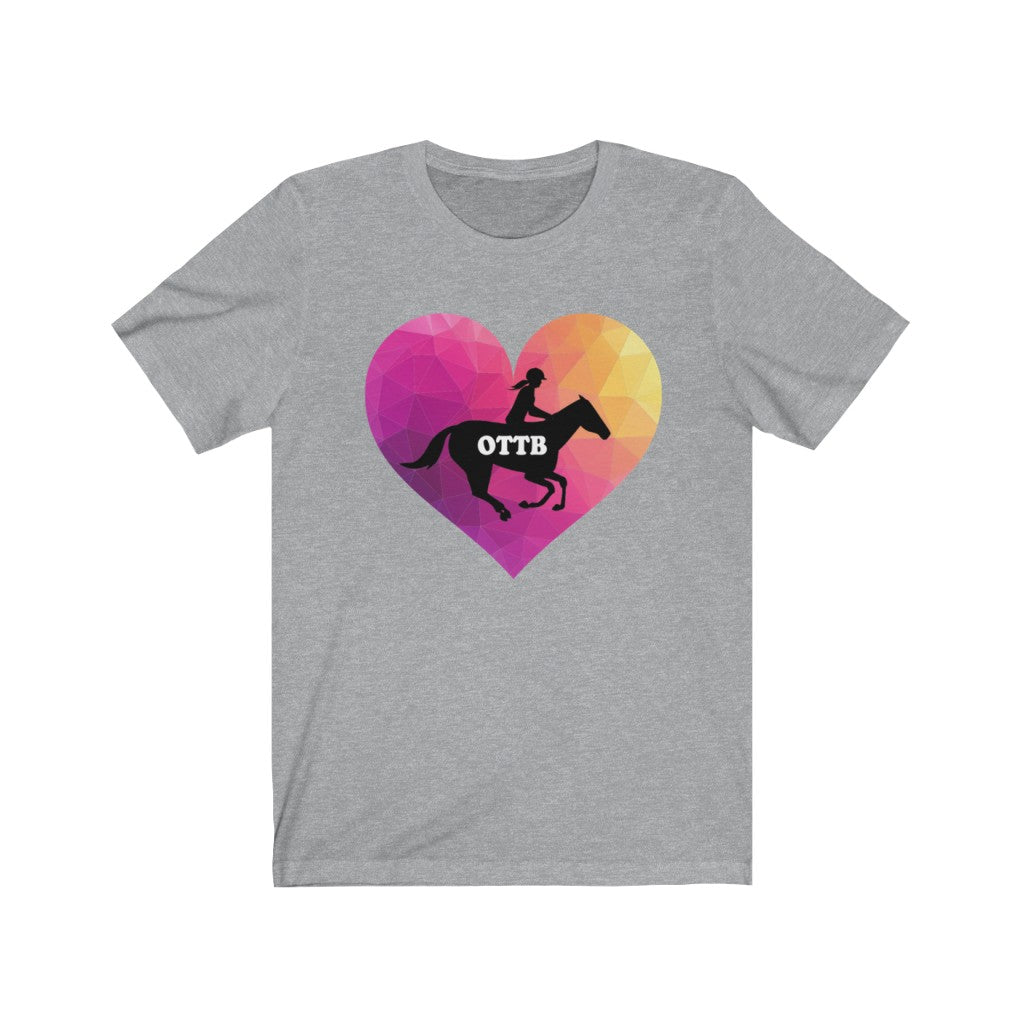 OTTB Heart Thoroughbred Horse T-Shirt. Unisex Jersey Short Sleeve Tee