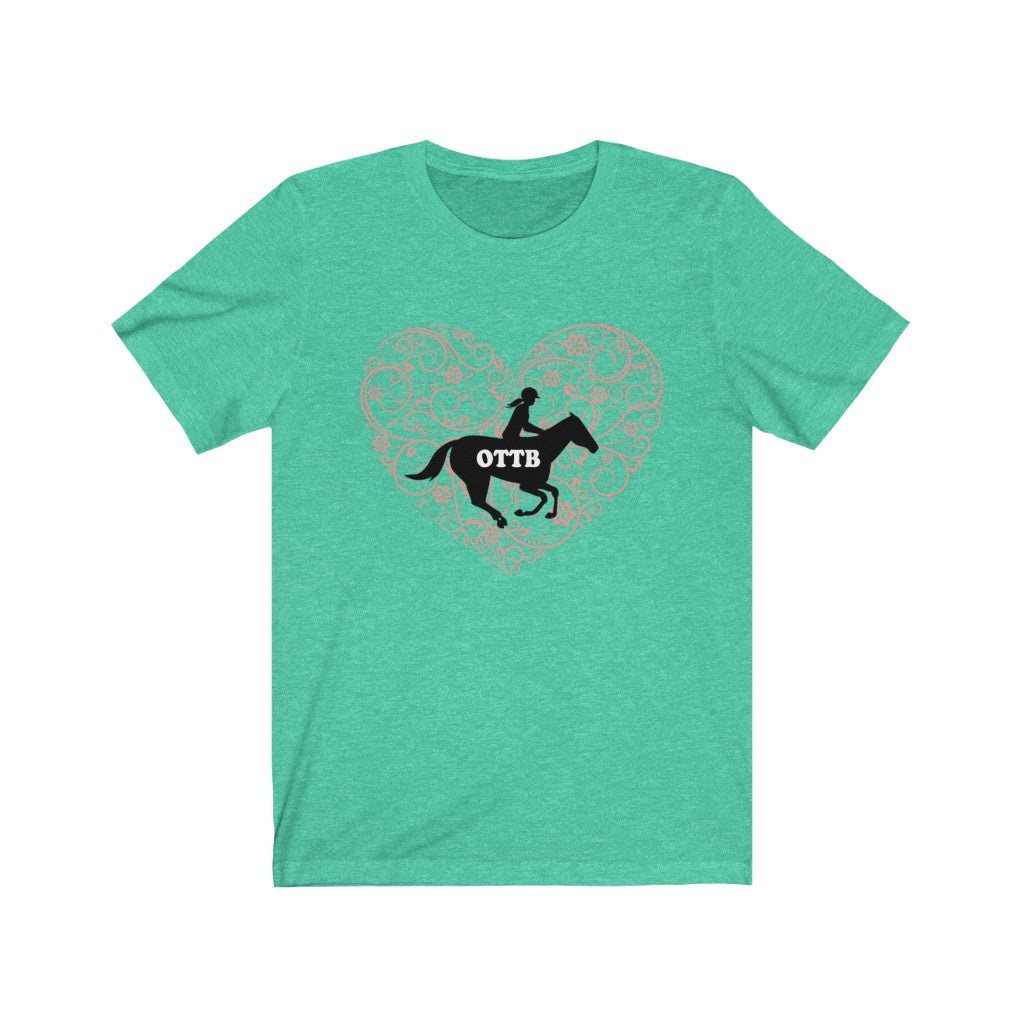 OTTB LOVE DESIGN HEART. Thoroughbred. Unisex Jersey Short Sleeve Horse TShirt