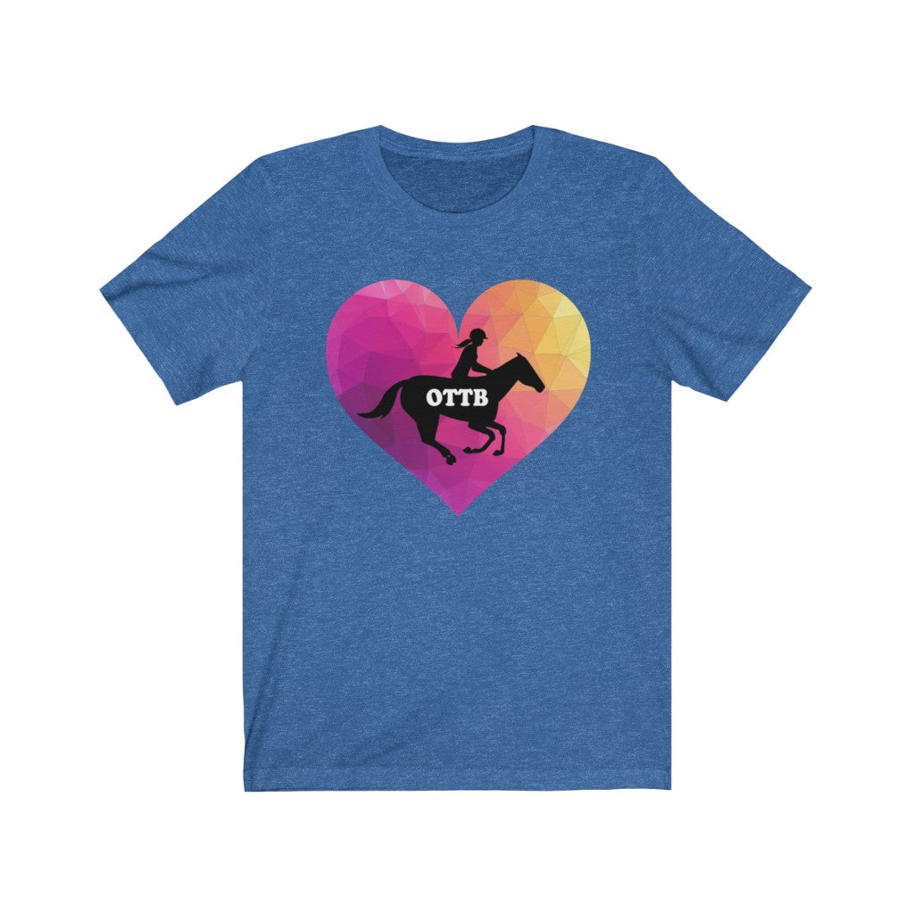 OTTB Heart Thoroughbred Horse T-Shirt. Unisex Jersey Short Sleeve Tee