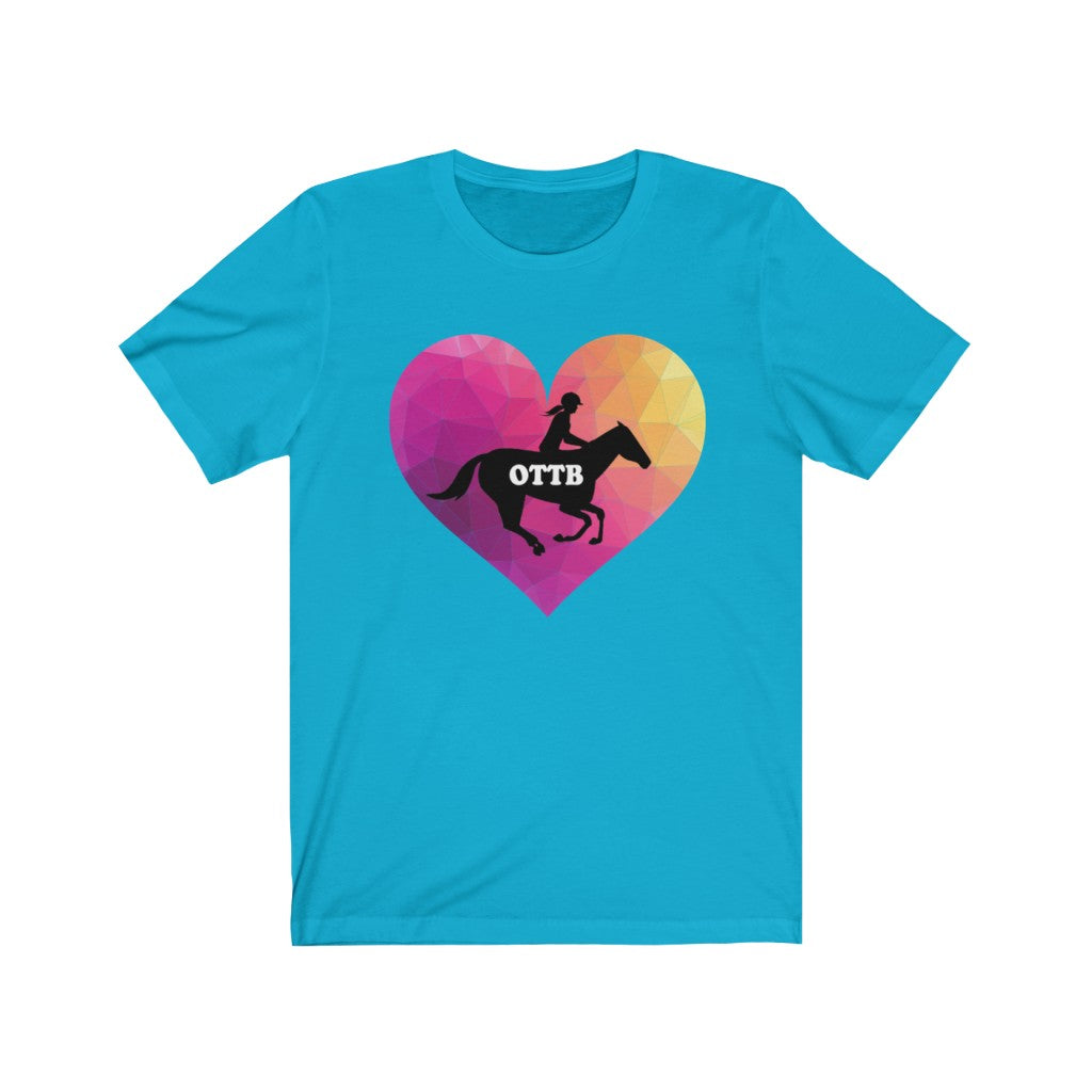 OTTB Heart Thoroughbred Horse T-Shirt. Unisex Jersey Short Sleeve Tee