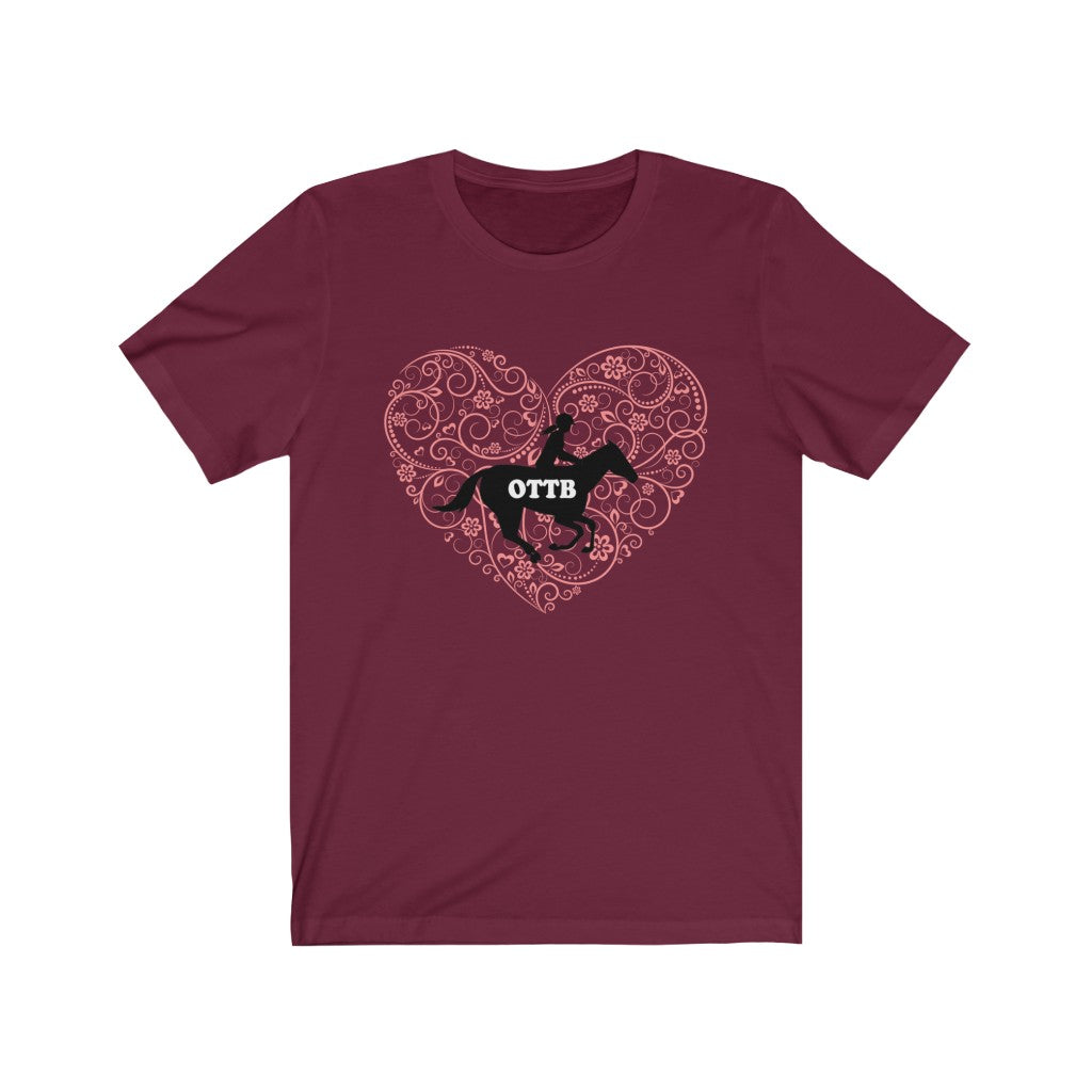 OTTB LOVE DESIGN HEART. Thoroughbred. Unisex Jersey Short Sleeve Horse TShirt