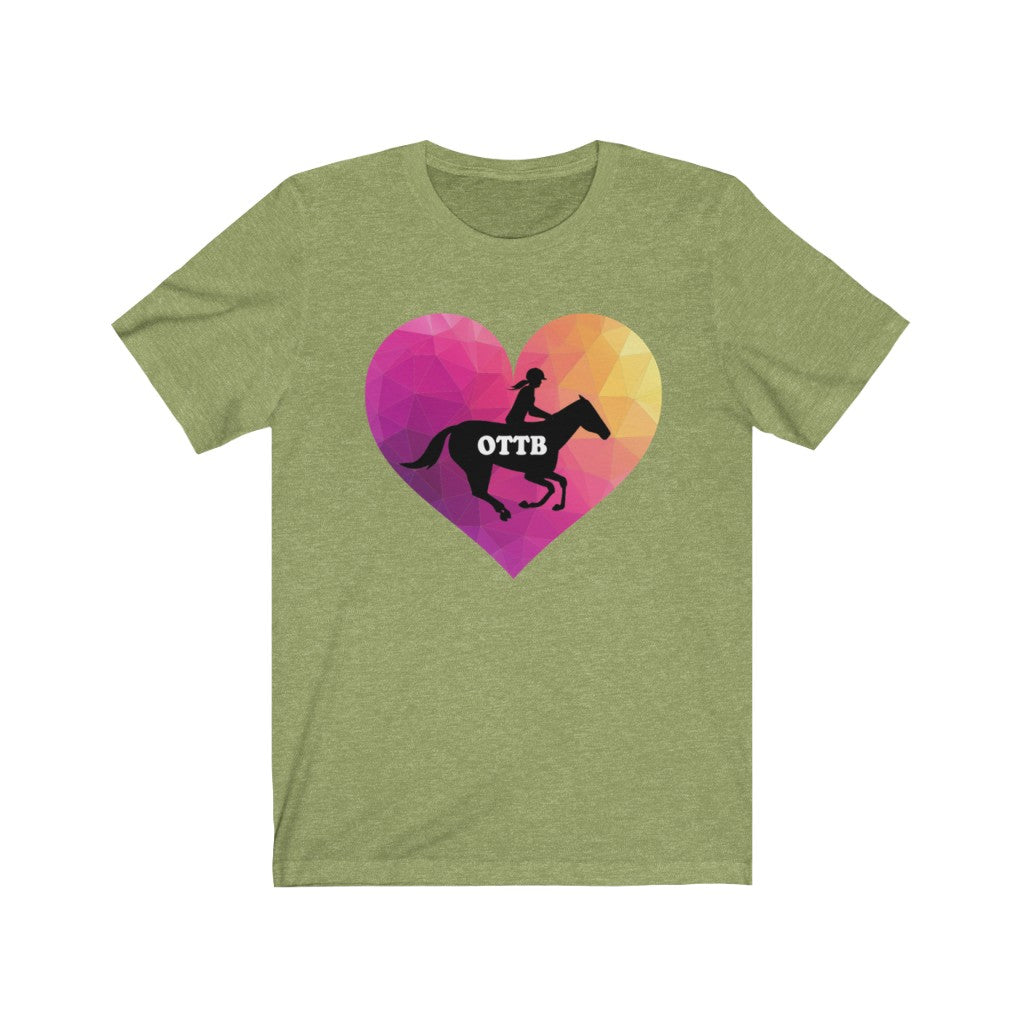OTTB Heart Thoroughbred Horse T-Shirt. Unisex Jersey Short Sleeve Tee
