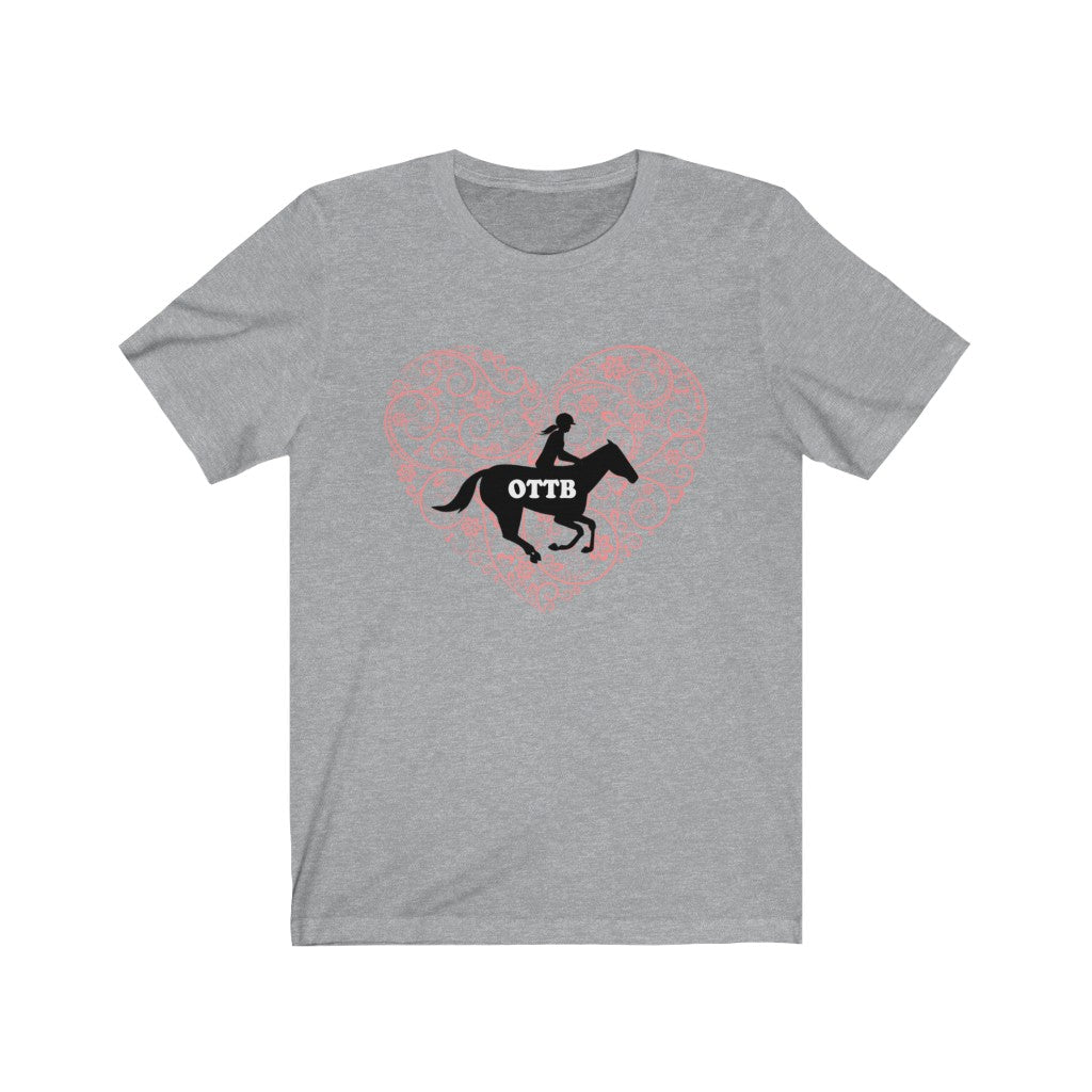 OTTB LOVE DESIGN HEART. Thoroughbred. Unisex Jersey Short Sleeve Horse TShirt