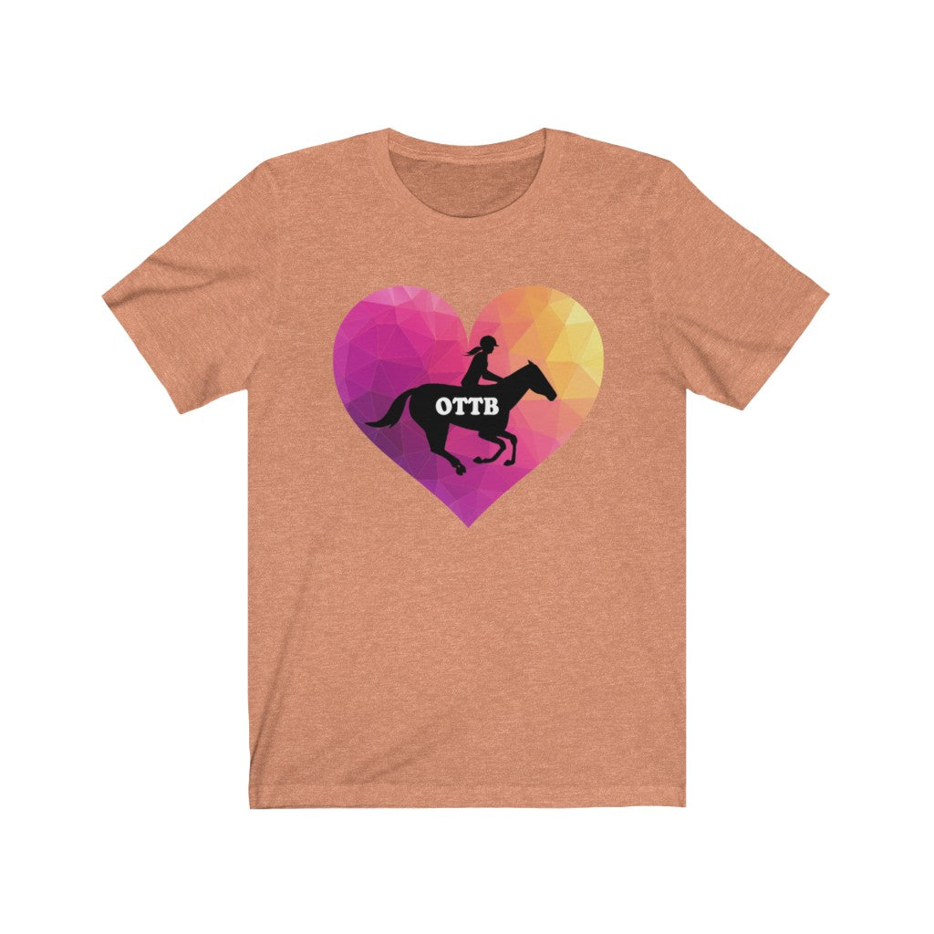 OTTB Heart Thoroughbred Horse T-Shirt. Unisex Jersey Short Sleeve Tee