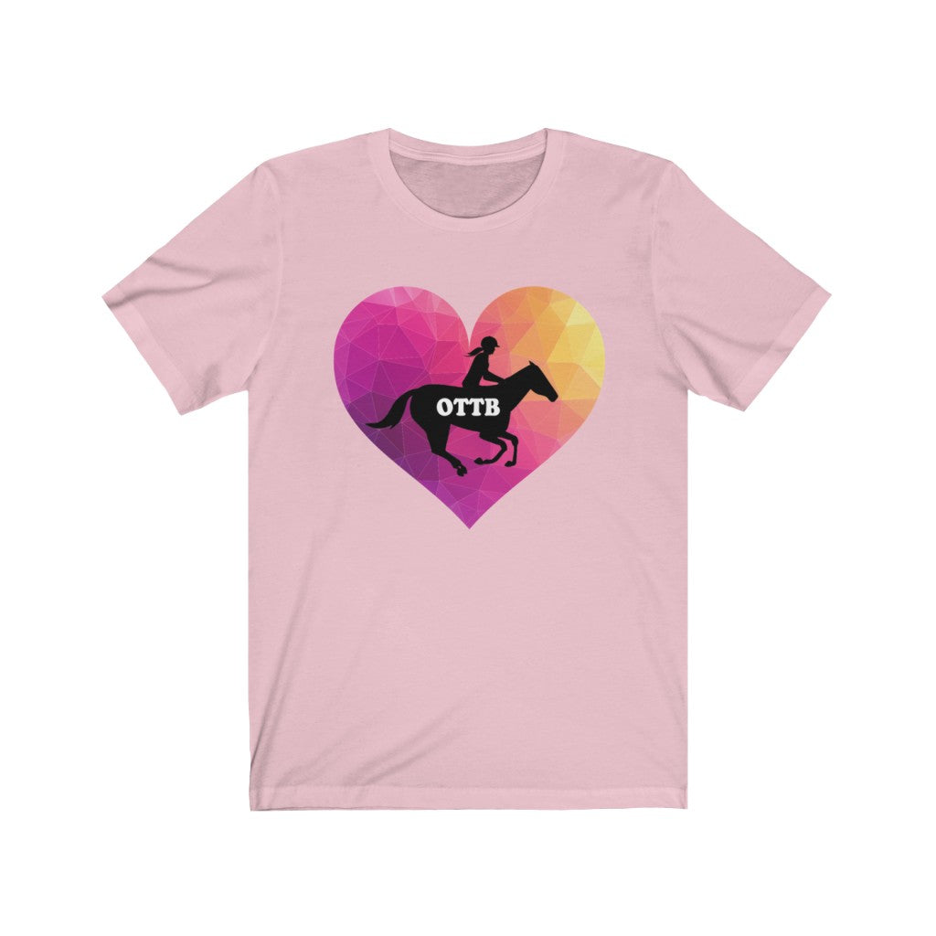OTTB Heart Thoroughbred Horse T-Shirt. Unisex Jersey Short Sleeve Tee