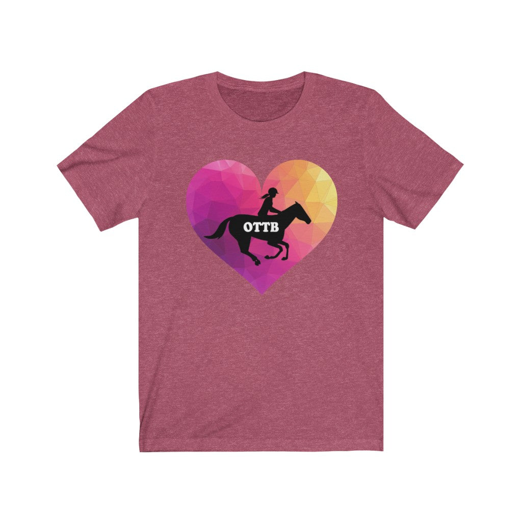 OTTB Heart Thoroughbred Horse T-Shirt. Unisex Jersey Short Sleeve Tee