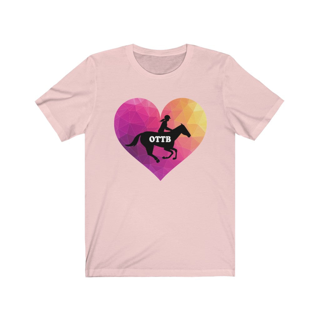 OTTB Heart Thoroughbred Horse T-Shirt. Unisex Jersey Short Sleeve Tee