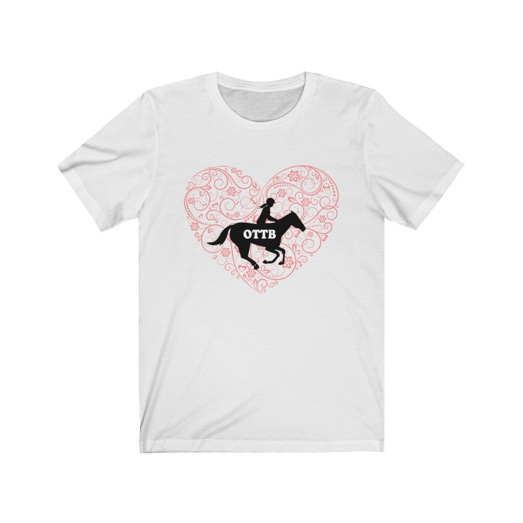 OTTB LOVE DESIGN HEART. Thoroughbred. Unisex Jersey Short Sleeve Horse TShirt