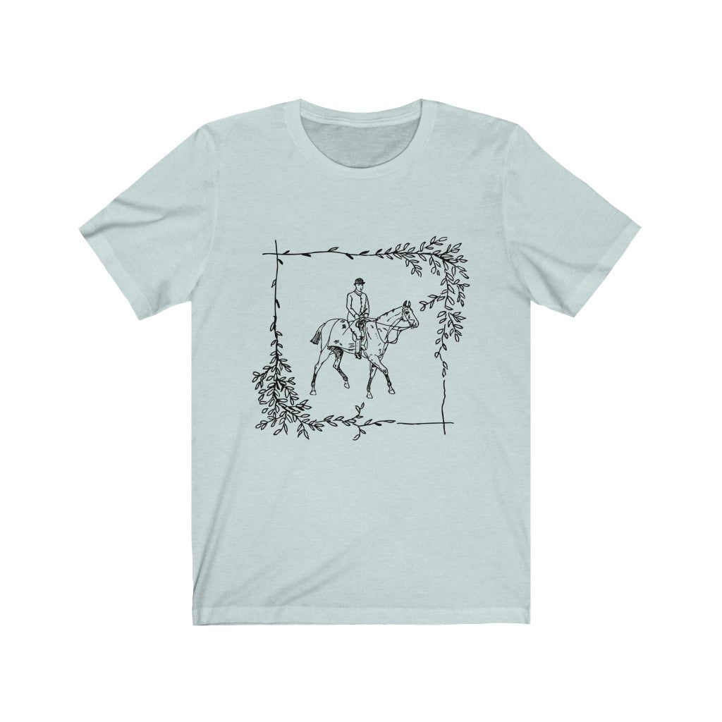 Vintage Horse Leaf. Horse Tshirt. Unisex Jersey Short Sleeve
