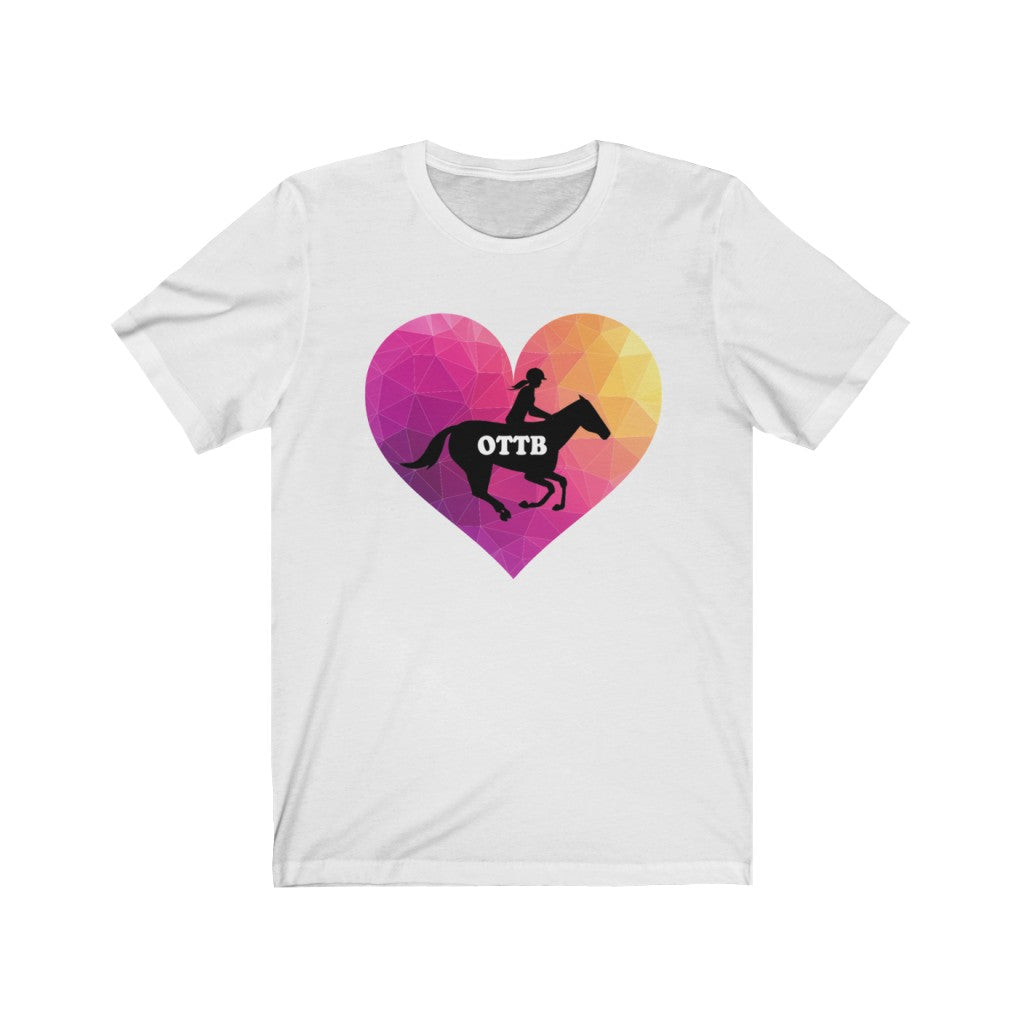 OTTB Heart Thoroughbred Horse T-Shirt. Unisex Jersey Short Sleeve Tee