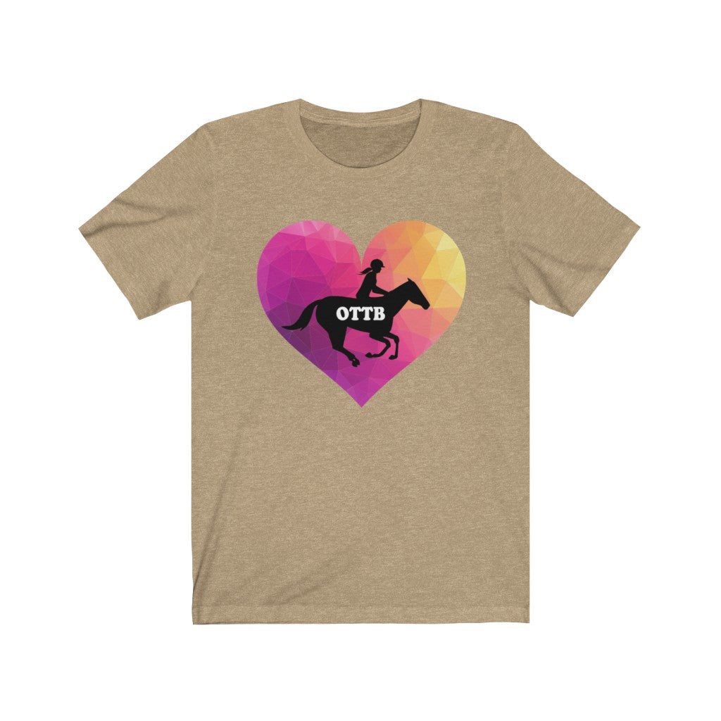 OTTB Heart Thoroughbred Horse T-Shirt. Unisex Jersey Short Sleeve Tee